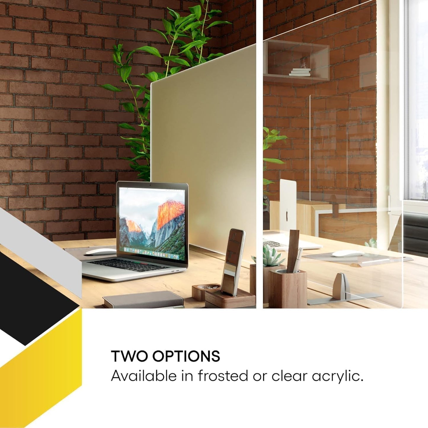 OBEX Acrylic Free Standing Screen, Divider for Desk Privacy Home & Office Partitions for Table Top Workstation, Portable Cubicle Panel for Work, 18" x 36", Frosted