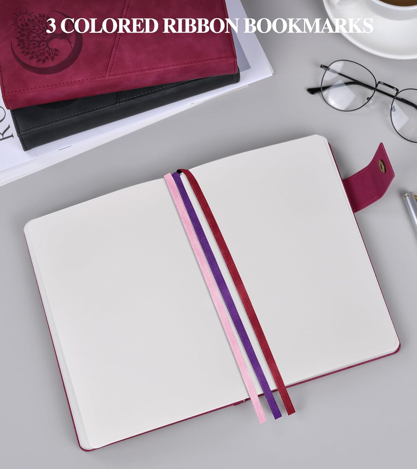 Blank Journal Notebook, A5 Hardcover Leather Sketchbook with 200 Pages Thick Blank Paper for Men Women, Unlined Drawing & Writing Journal, 5.9" x 8.4" Plain Notebook (wine red)