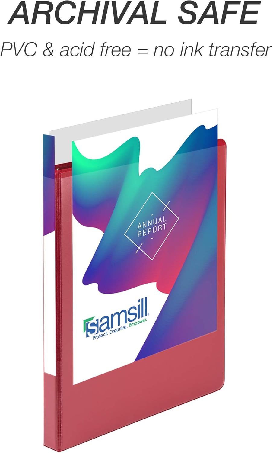 Samsill 0.5 Inch 3 Ring Binders, Made in USA, Economy Round Ring, Clear View Cover, 100 Sheet Capacity - for School, Home, Office - Red, 12 Pack