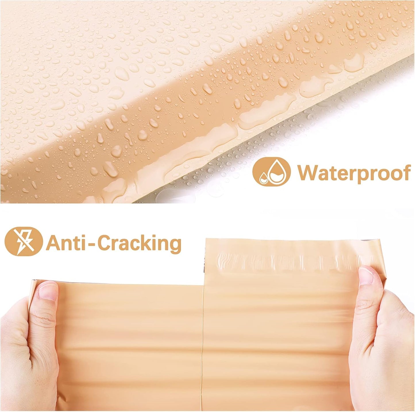 Metronic Poly Mailers 14.5x19 500 Pcs | Medium Size Shipping Bags for Clothes | Large Poly Mailer Bags, Shipping Envelopes, Mailing Bags for Small Business, Strong Adhensive Poly Bags Beige