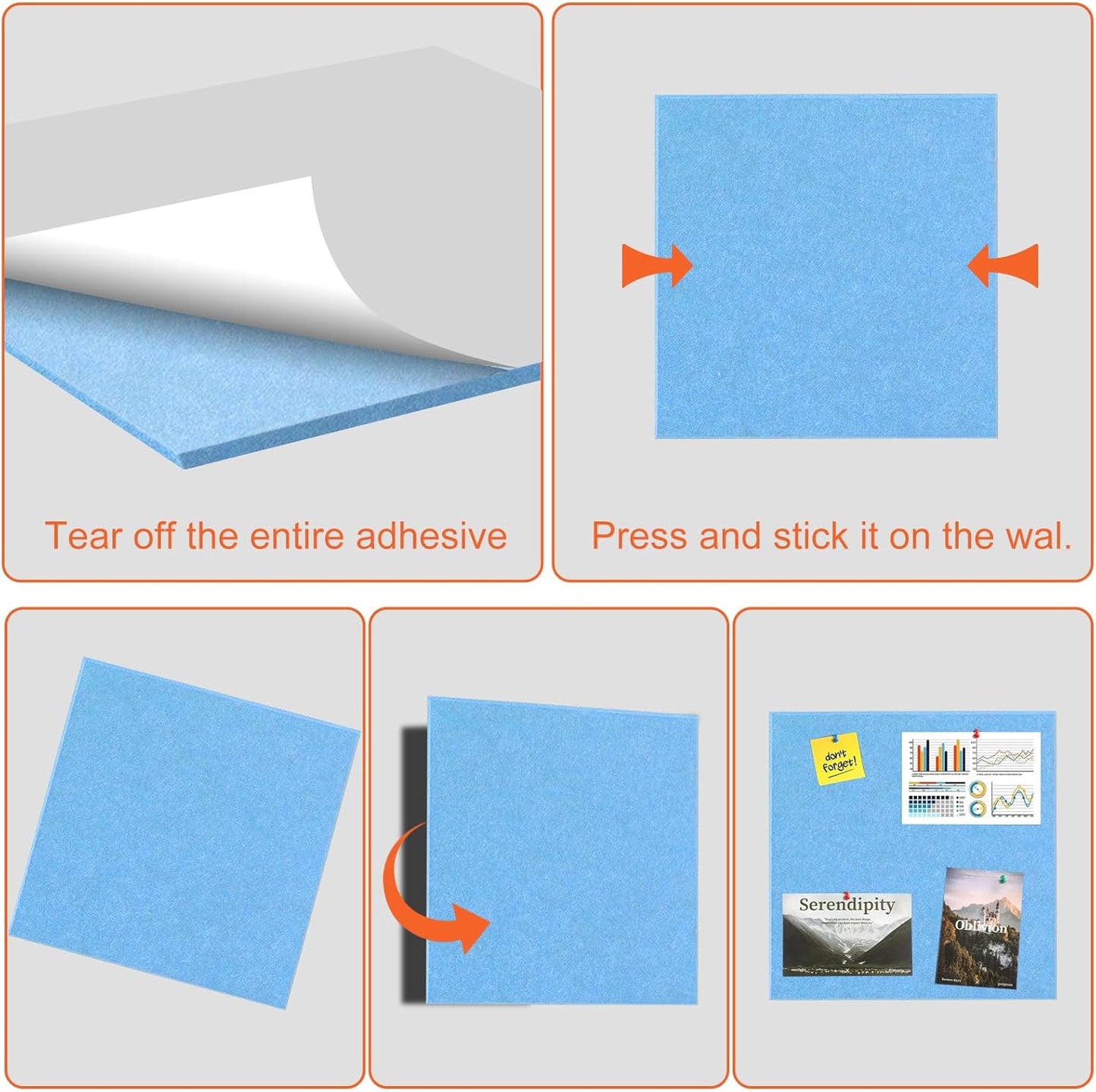 Cork Boards for Walls 48" x 36" Felt Board Alternative, 12 Pack Felt Wall Tiles Bulletin Board, Large Cork Board for Office Pin Board Tack Board Cork Boards