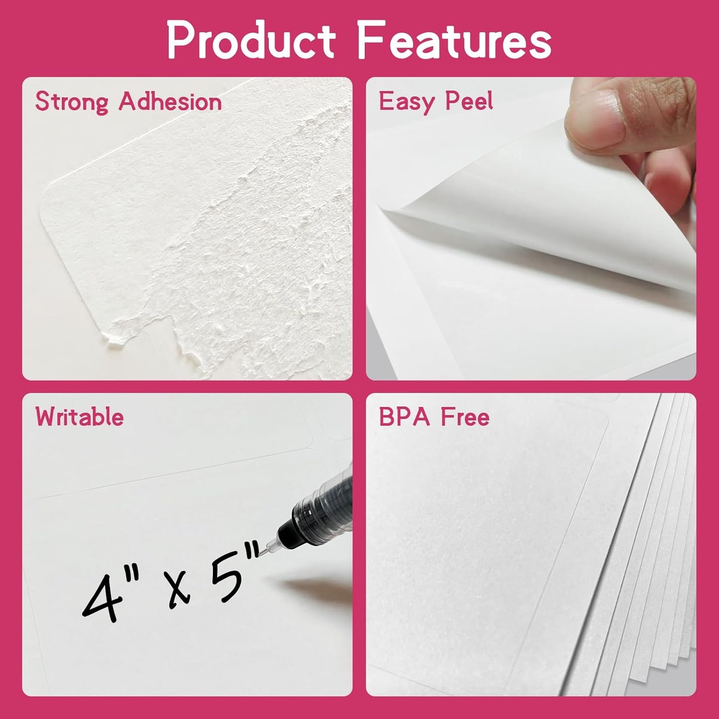 4UP 4" x 5" Shipping Labels Compatible with Laser & Inkjet Printers, Address Mailing Labels Self Adhesive Stickers (100 Sheets)