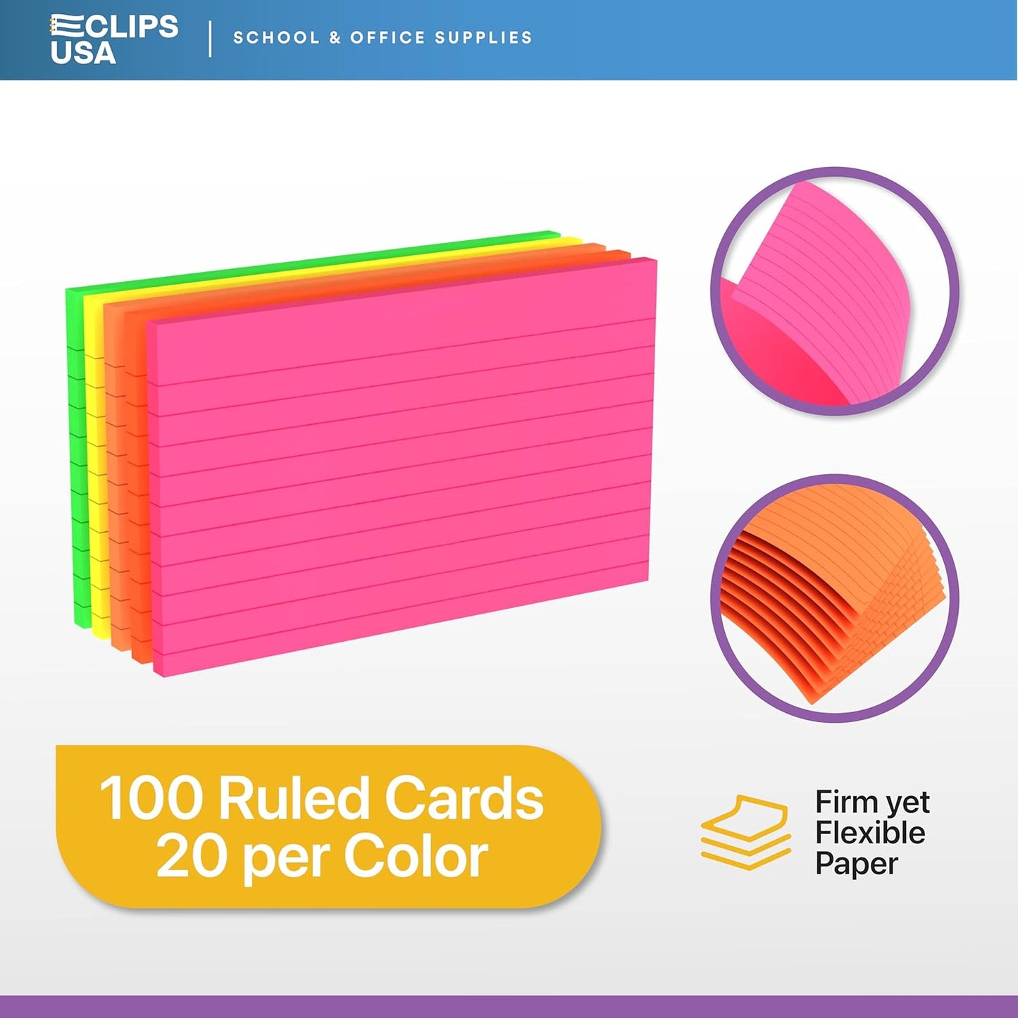 Index Cards Bulk (6000 Cards), Neon Flash Cards For Studying, Note Cards, Flashcards, Index Cards 3x5, Notecards, 100 Per Pack, (60 Pack)