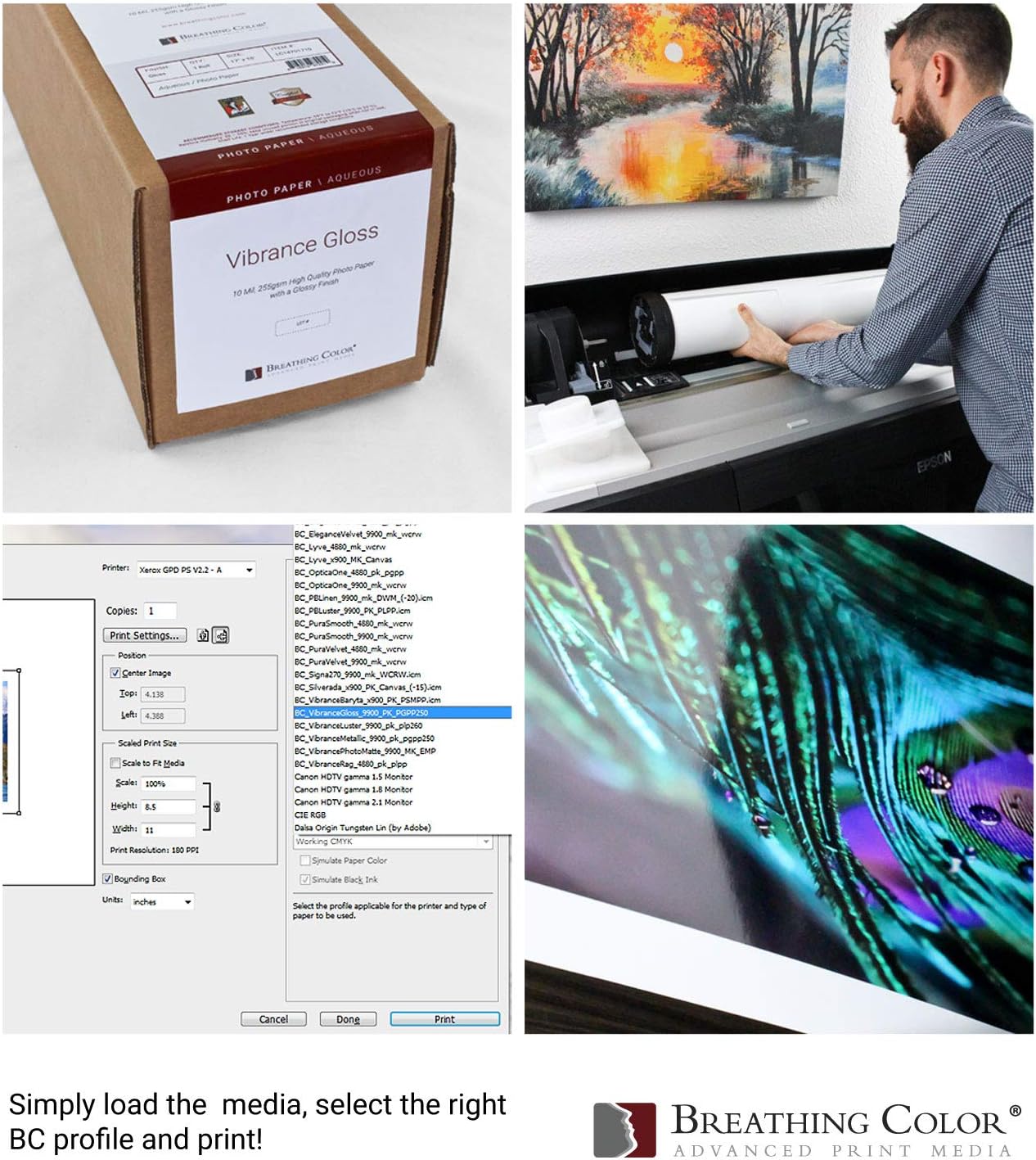 Vibrance Gloss Photo Printer Paper 10 mil 255 gsm Glossy Finish Premium Photo Paper Roll on 3inch Core 10 inches x 100 feet Works with Most Inkjet Printers Including Professional Makes and Models