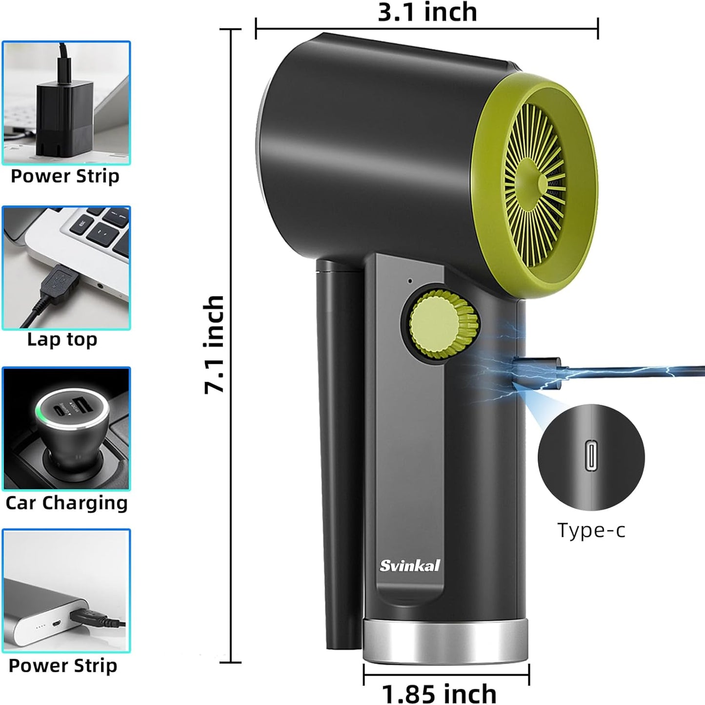 Compressed air Duster Electric, Computer air Blower Gun, air Blower for Computer Keyboard, Cordless air Duster, for Cleaning Camera Toys Greenery Computer Keyboard, etc（Brushless Motor）