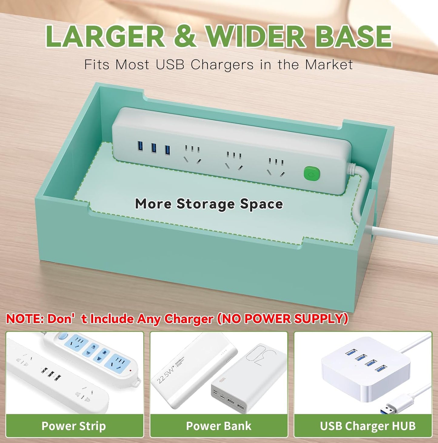 Pezin & Hulin Bamboo Charging Station, Electronic Devices Organizer for Multiple Devices Charger Such As Cell Phone, Tablet, Watch and More, Teal, (No USB Charger and Cables