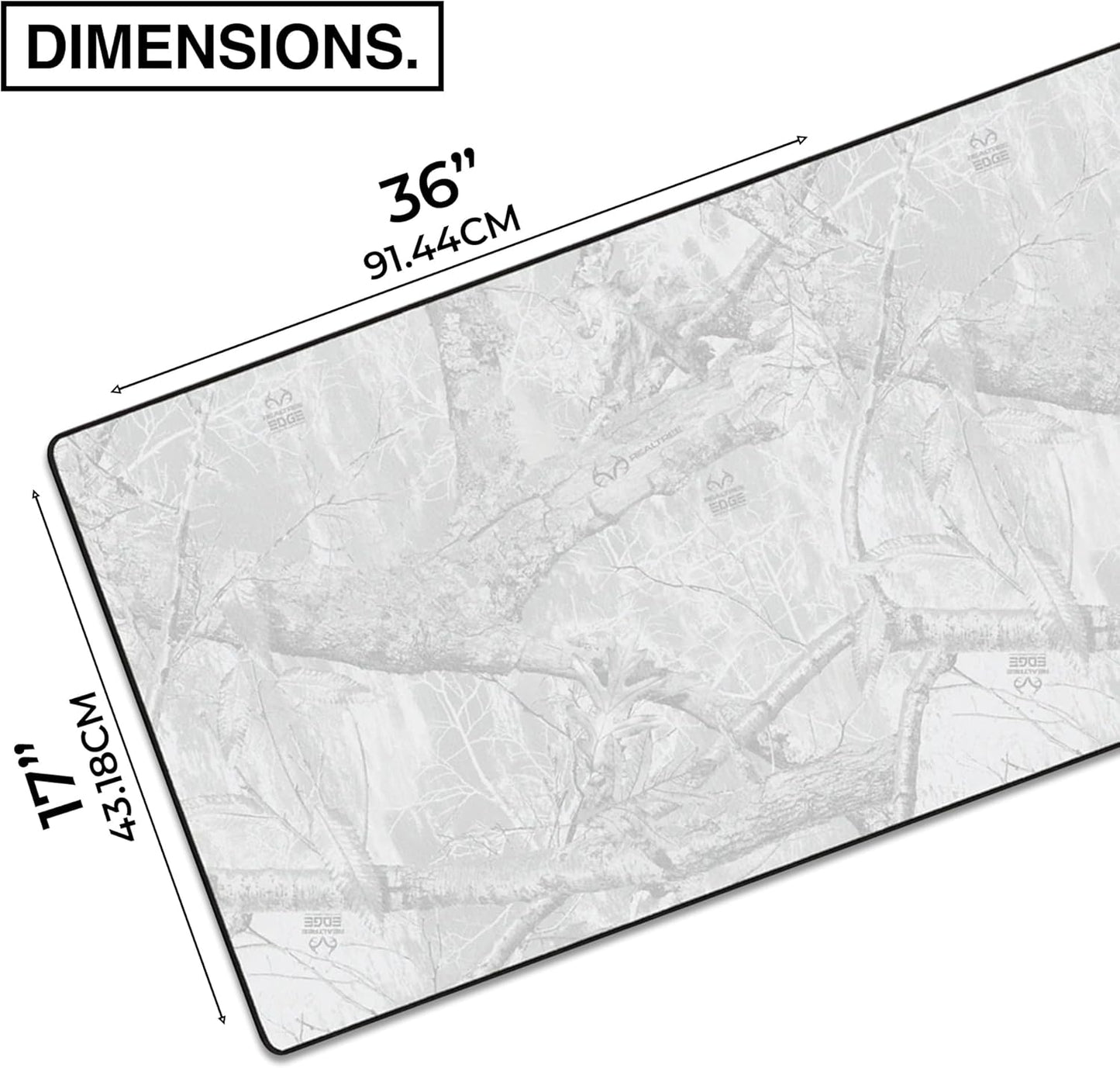 MPCO. Real Tree Large Gaming Desk Pad - 36" x 17" Duraglyde Fabric Edge Snow White – Without Logo Desk Mats - Non-Slip, Washable, Smooth Glide for Precision Gaming & Work