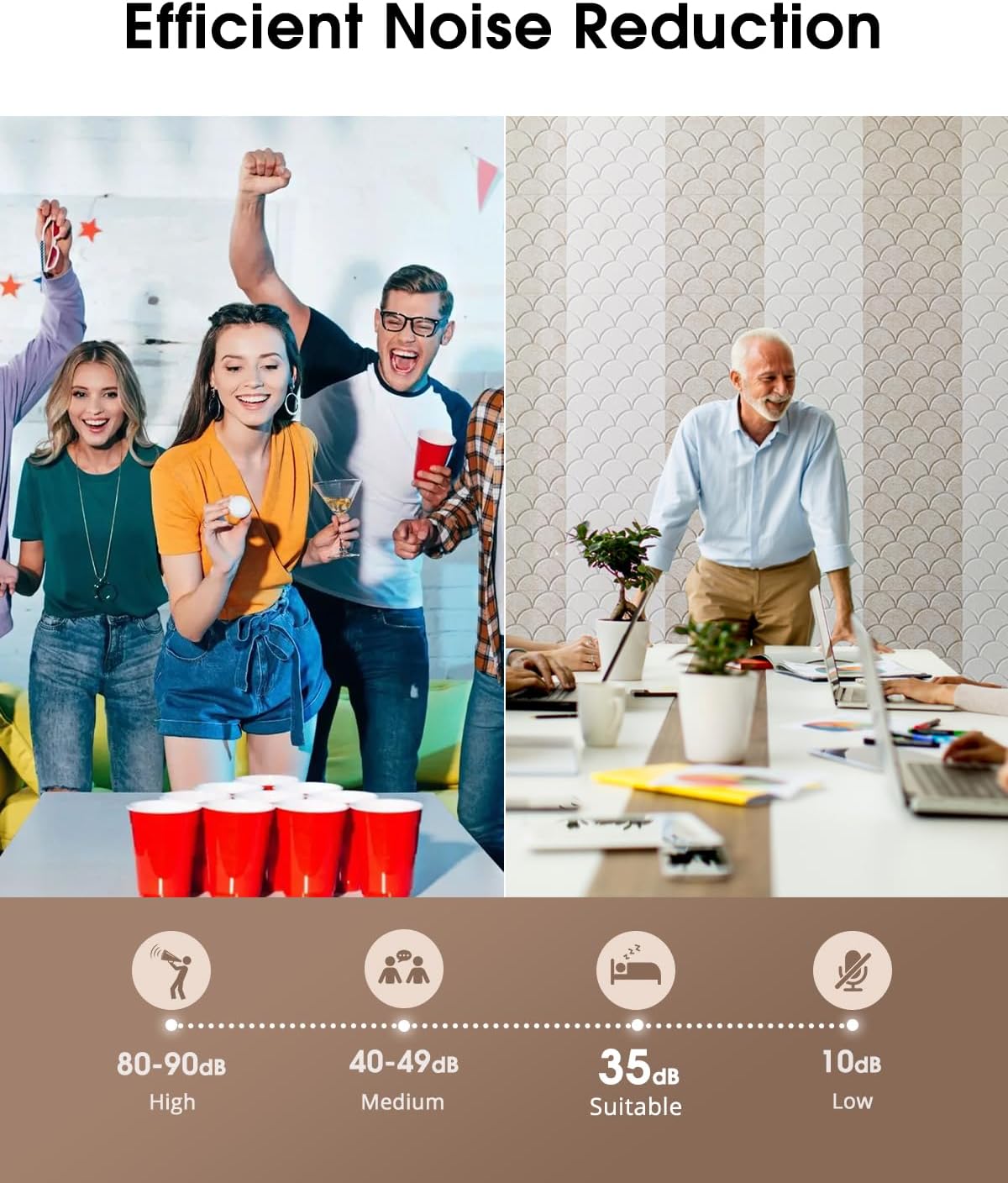 Acoustic Panels Self-Adhesive, 12 Pack Sound Proof Foam Panels for Walls, 12" X 12" X 0.4" High Density Soundproof Wall Panels for Door, Ceiling, Home Office Beige