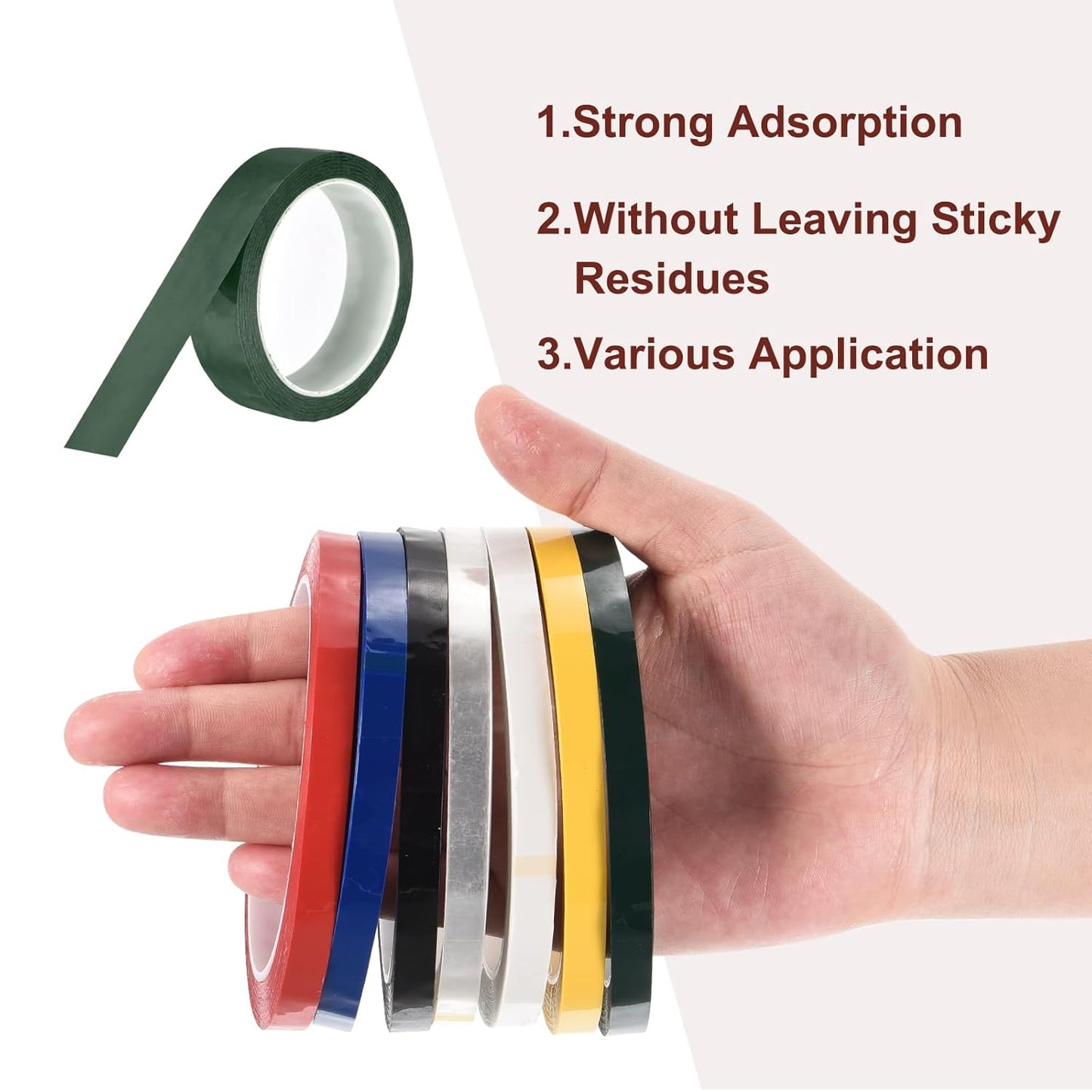 MECCANIXITY 6 Rolls Whiteboard Tape Graphic Chart Tape 25mm 54.7 Yard Art Tape Thin Self-Adhesive Pinstripe Tape Masking Tape for Gift Wrapping Craft Supplies, Green