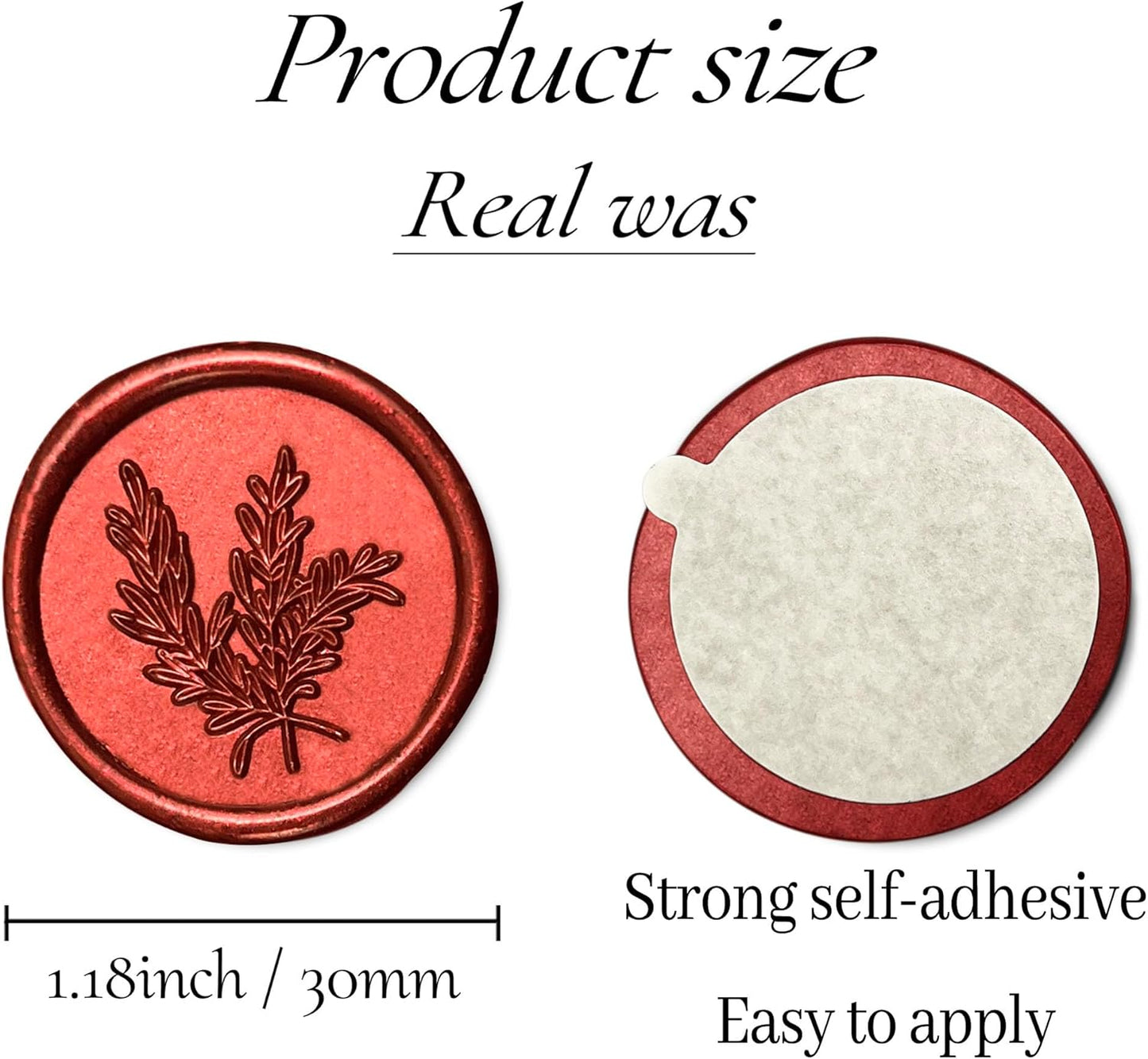 50Pcs Wax Seal Stickers Handmade Envelope Seals Self Adhesive Wax Stickers for Wedding Party Invitations, Envelope, Gift Wrap, Christmas(Rosemary Style, Red)