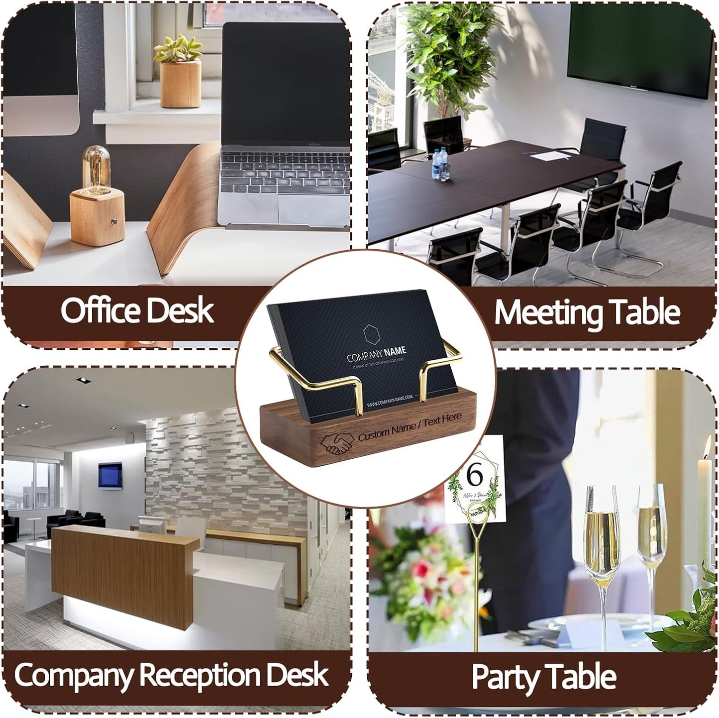 Custom Business Card Holder Desk-Personalized Engraved Wooden Business Card Case Holder, Customized Name Logo Business Card Display Gifts for Men Women