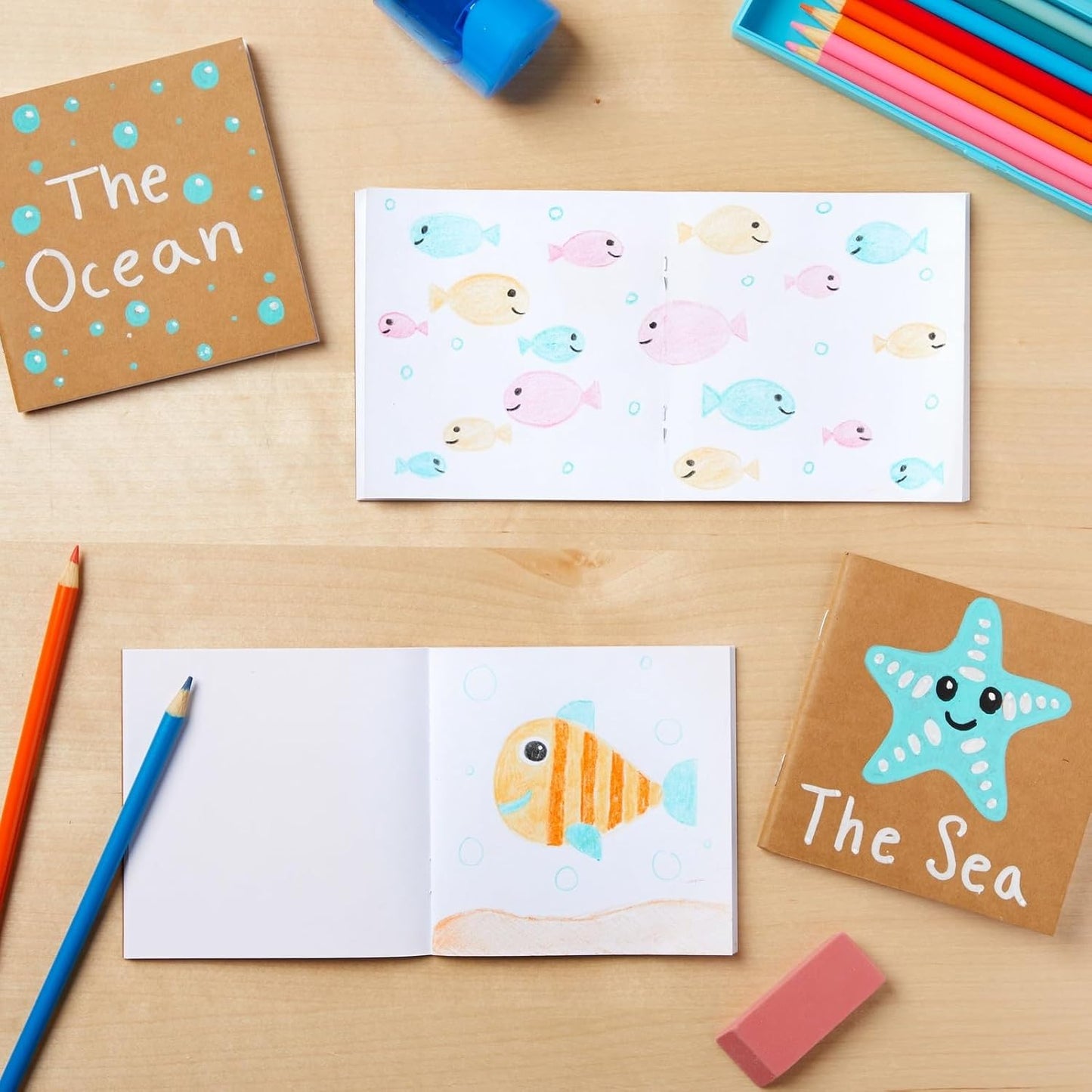 48 Pack Mini Blank Books for Kids - Bulk Sketchbooks, Kraft Paper Notebooks for Classroom, Party Favors, Travel Writing (4x4 In)