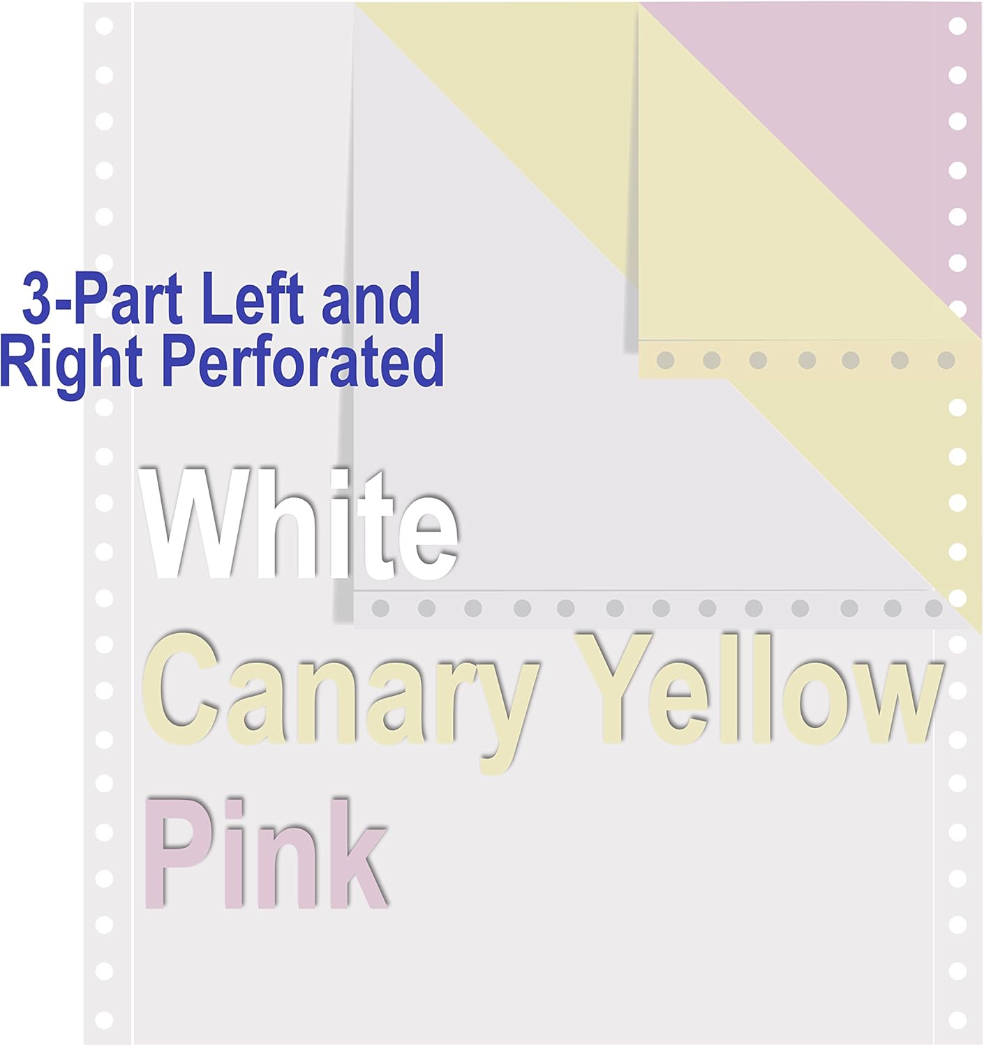 Alliance Continuous Carbonless Computer Paper 9.5 x 11, Blank Left and Right Perforated, 15 lb, 3-Part White/Canary/Pink (1,200 Sheets) - Made In The USA