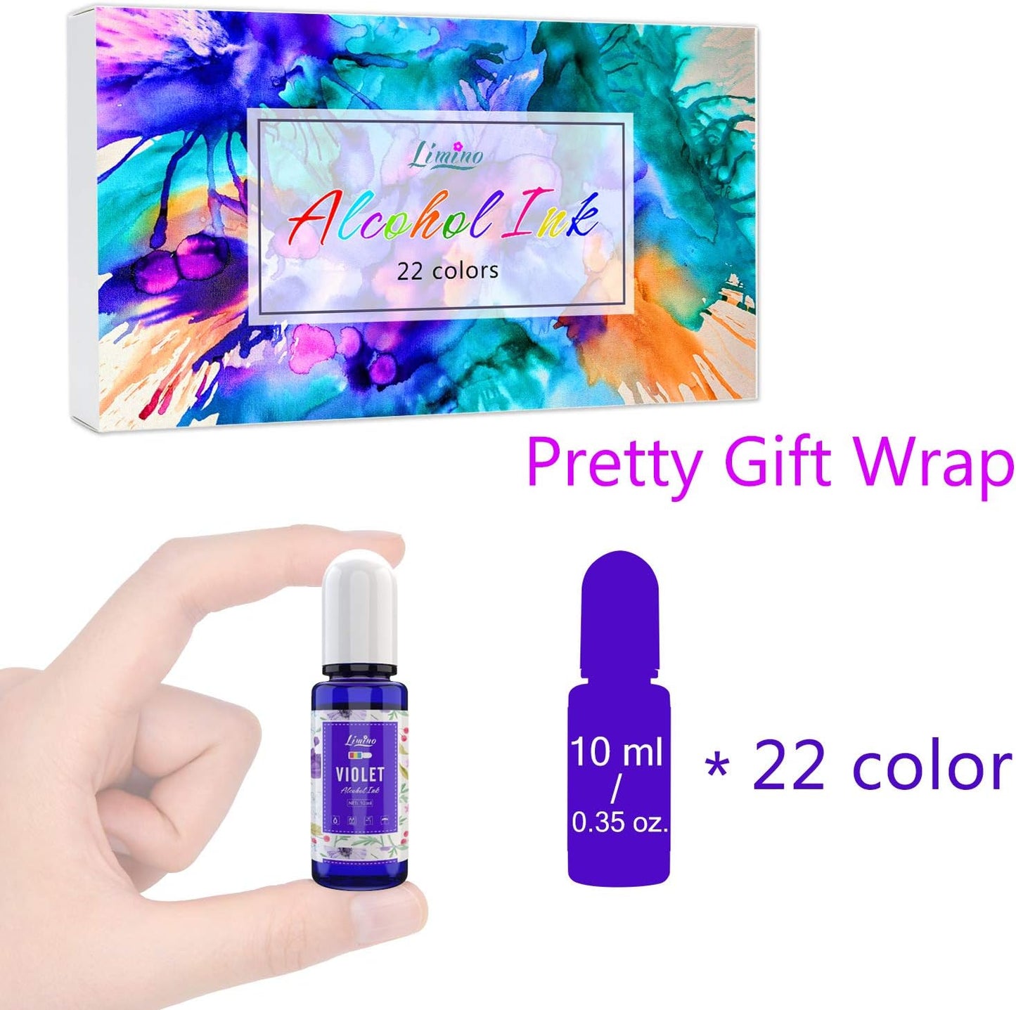 Alcohol Ink Set - 22 Colors x 0.35oz Alcohol Based Ink for Epoxy Resin Painting, Resin Petri Dish Making - Concentrated Alcohol Paint Color Dye for Resin Art, Coaster, Yupo, Tumbler Making - 10ml Each