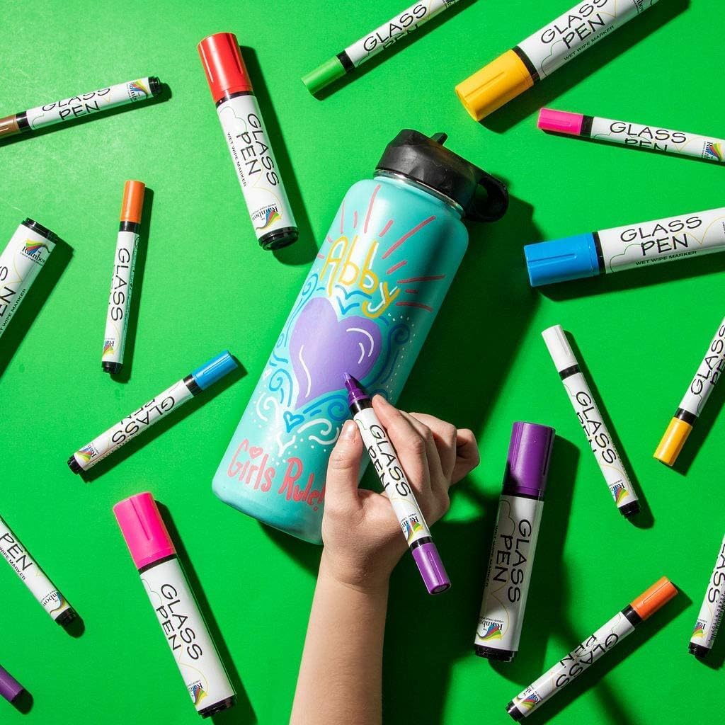 Glass Pen Window Marker: Liquid Chalk Pens for Glass, Whiteboard Markers with Washable Paint - Graduation, Car Windows, Mirror Pen, Storefront, Wedding, Parade, Party & Holiday (5 Pens - Jumbo Tip)