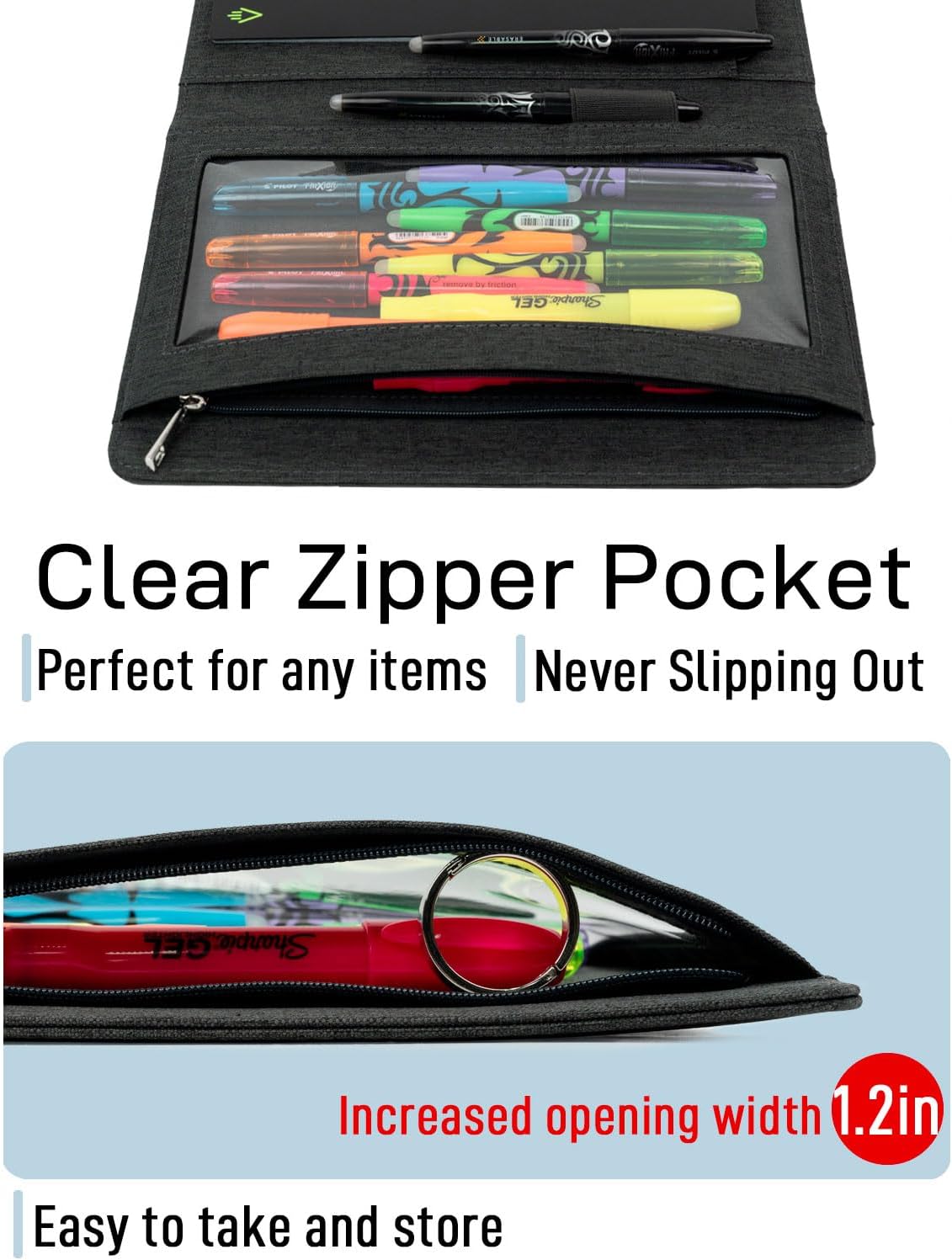 Sturdy Planner Cover for Rocketbook Smart Notebook - Water-Resistant Fabric Padfolio, Business Padfolio with Zipper Pen Pocket, Fits Executive Size A5, Rocketbook Accessories (Black)