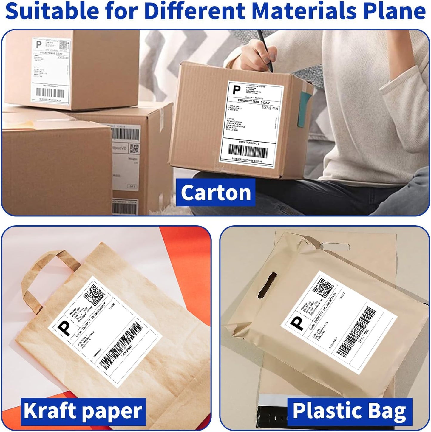 4" x 6" Direct Thermal Labels,4000 Fanfold Shipping Labels with Perforated line for Zebra & Rollo Printer,Thermal Printer Label 4x6,Permanent Adhesive