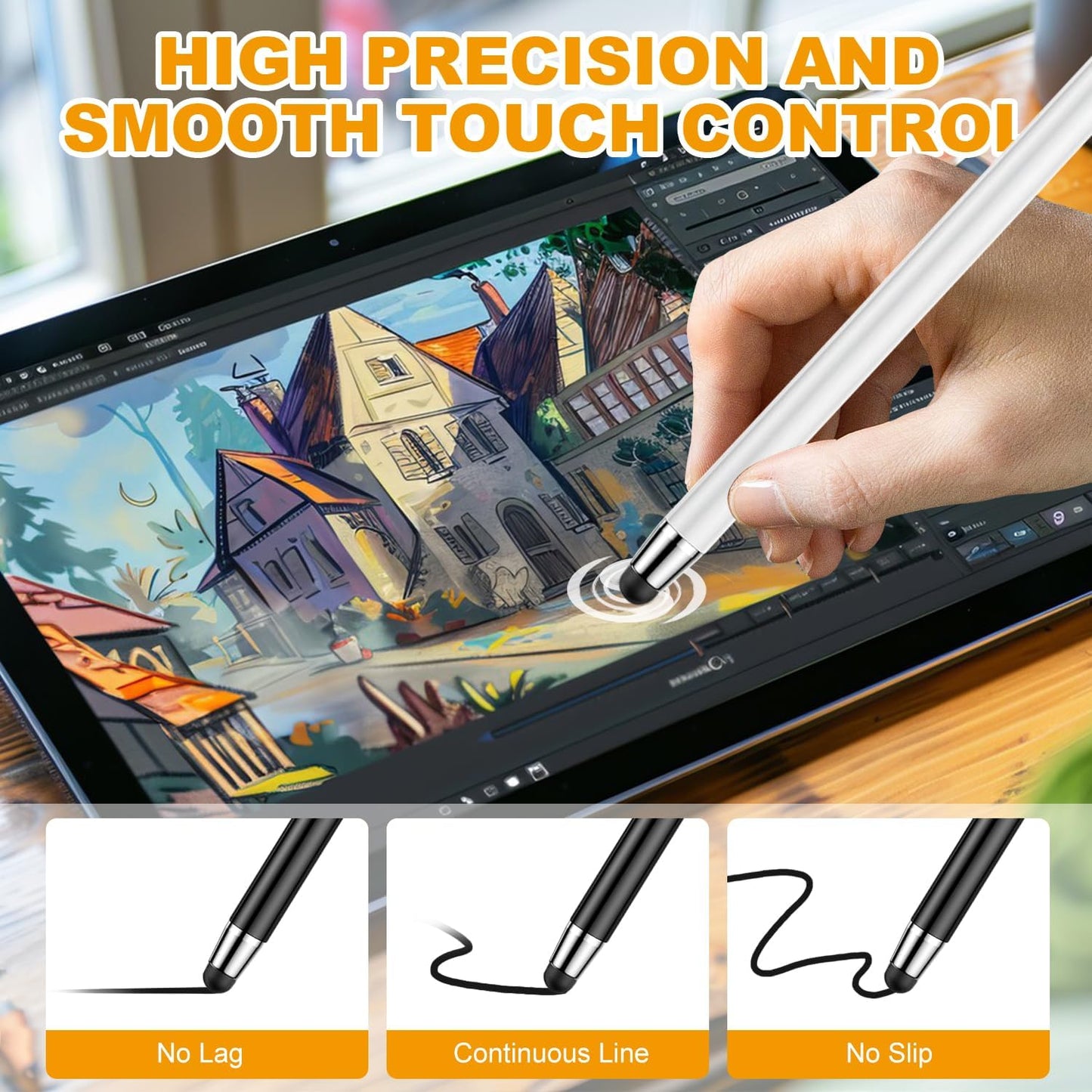 Stylus (10 Pcs), 2-in-1 Stylus Pen for Touchscreen, High Precision and Sensitivity, Suitable for iPad/iPhone/Samsung/Android Smartphone and Tablets, Compatible with All Touchscreen