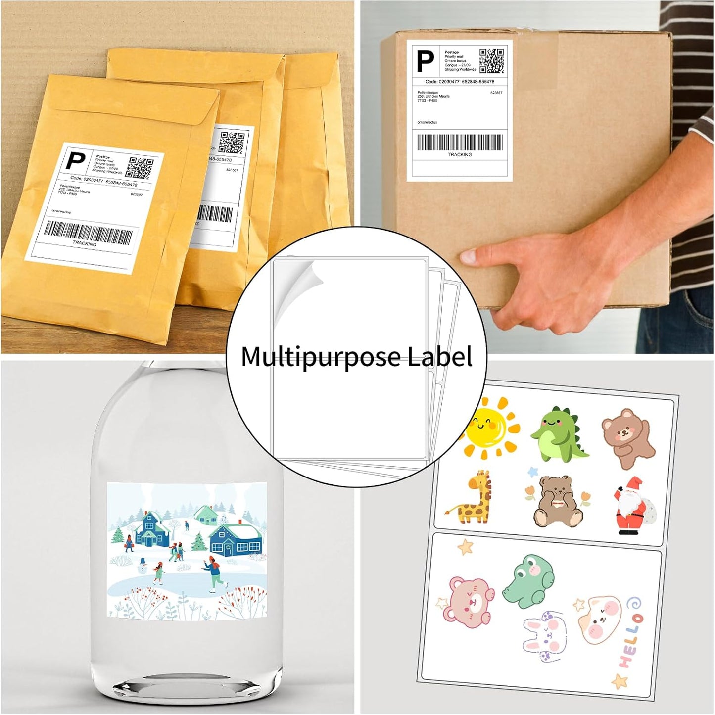 Coopaty Half Sheet Shipping Labels 8.5" x 5.5" Sticker Labels for Laser & Ink Jet Printers, 2 Per Page Self Adhesive Mailing Labels for Packages (100 Sheets, 200 Labels)