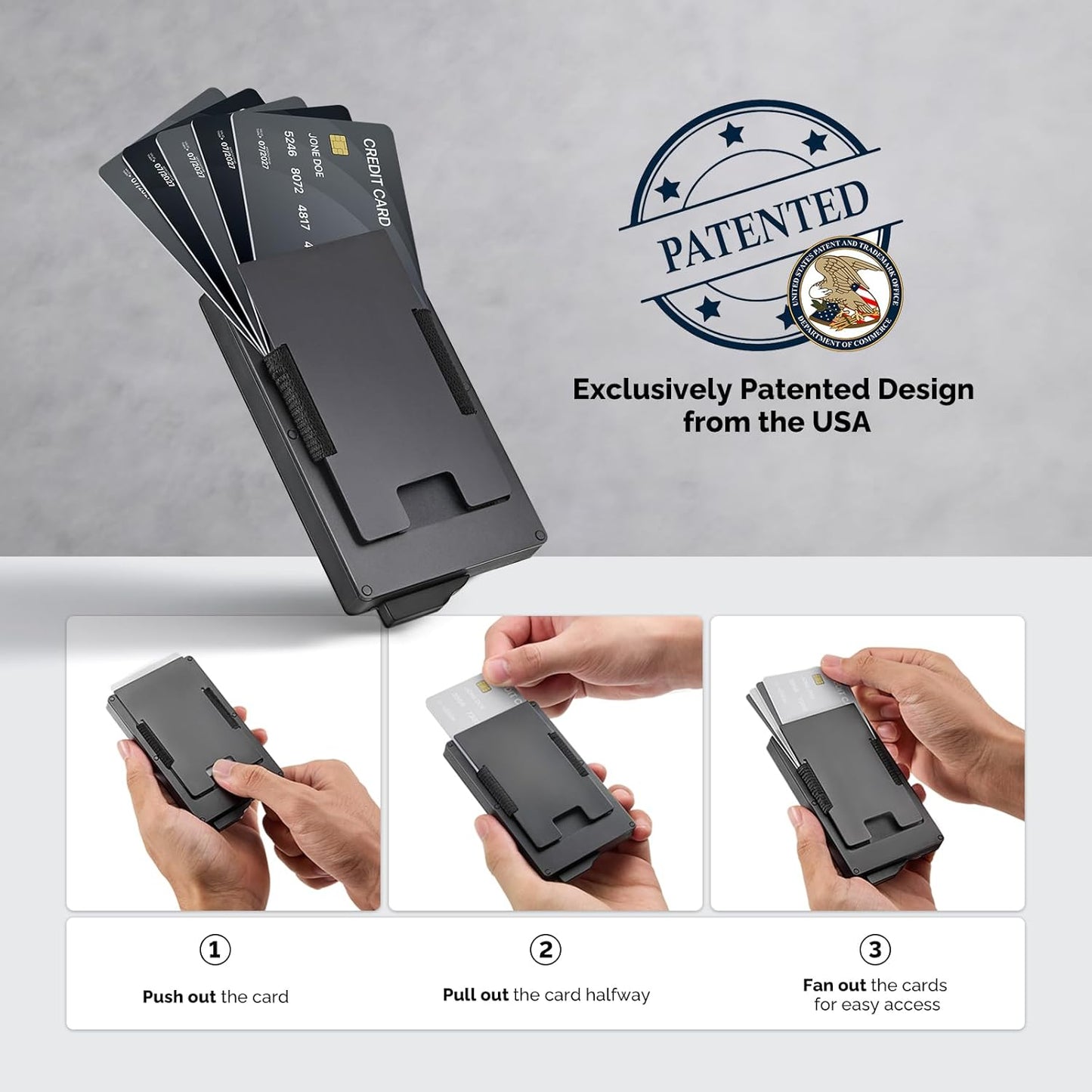 Wallet for Men with Money Clip - Flexible Storage for up to 20 Cards & Bills, RFID Blocking Card Holder with Smart Card Slot, Minimalist Mens Wallet, Metal Pop Up Wallets, Gifts for Men Black