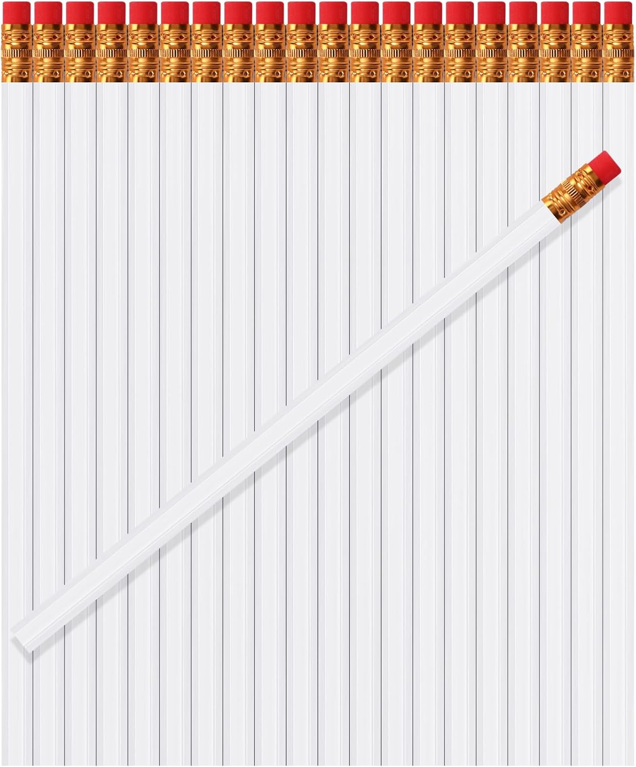 TecUnite 120 Pcs #2 HB Pencils with Eraser No 2 Unsharpened Wooden Hexagonal Pencils for Adults Gifts for School Exam art Learning Office Sketching(White)