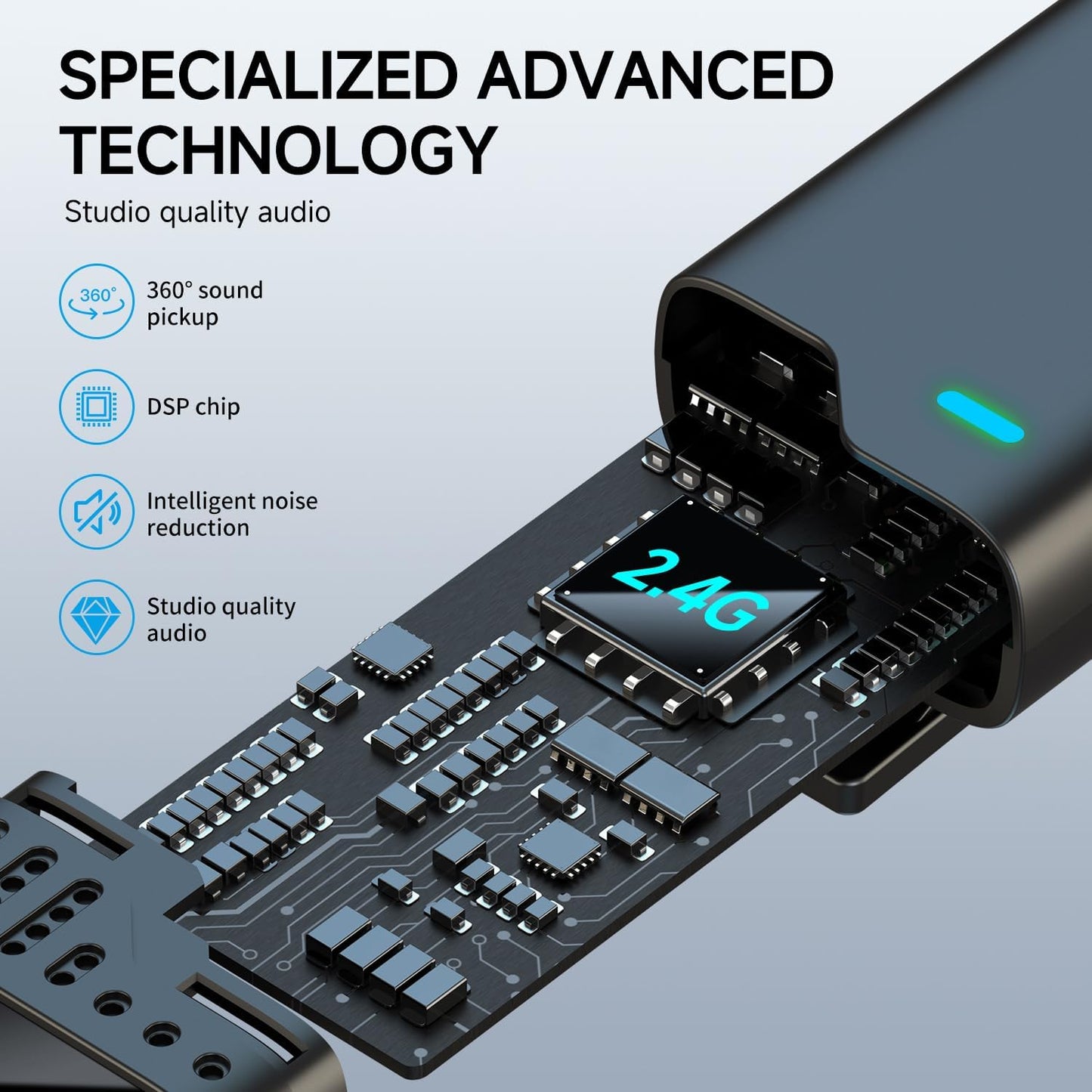 2 in 1 Professional Wireless Lavalier Microphone for iPhone iPad Android with Charging Case Noise Cancellation Plug-Play Clip on Lapel Mic for YouTube, Recording, Facebook Live Streaming