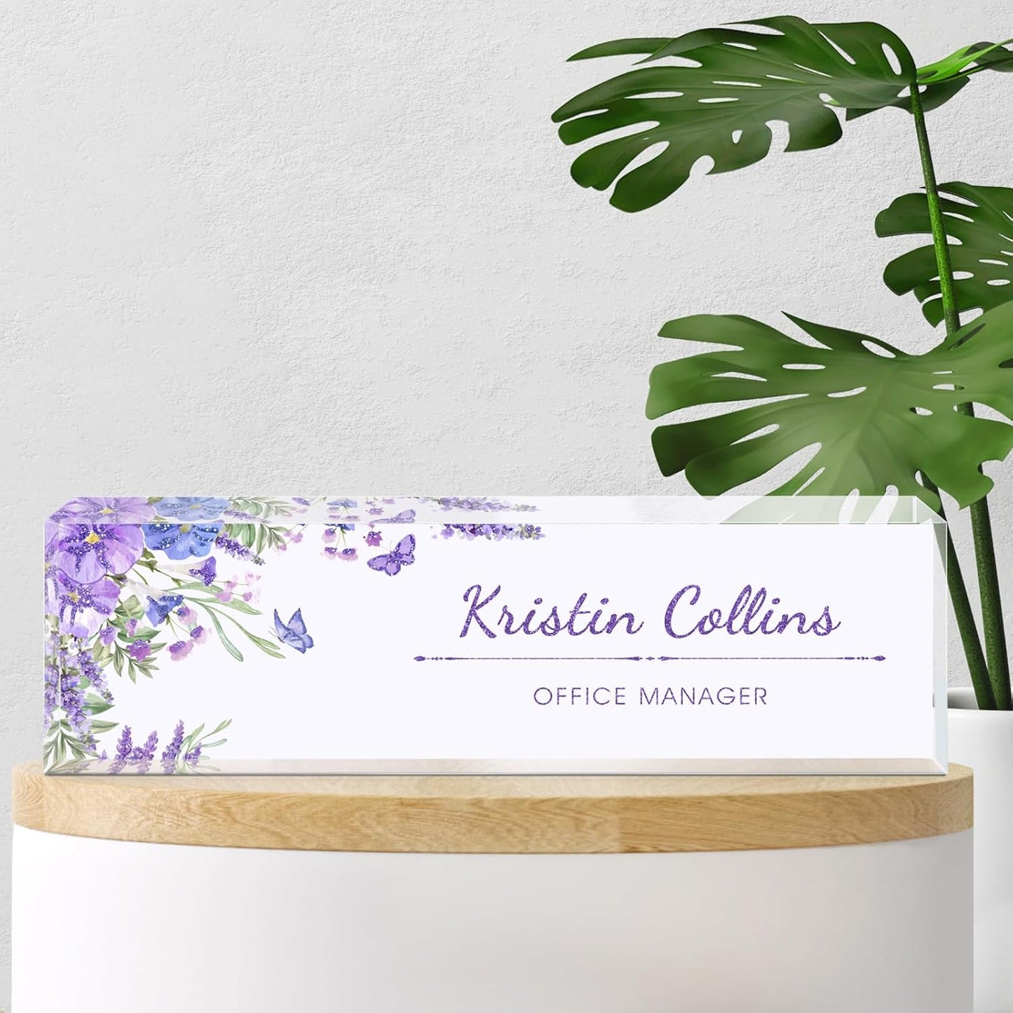 Custom Name Plate for Desk, Acrylic Office Decor For Women Men, Personalized Office Desk Accessories, Teacher Employee Appreciation Gifts For Social Worker Boss Coworkers (Morning Glory)