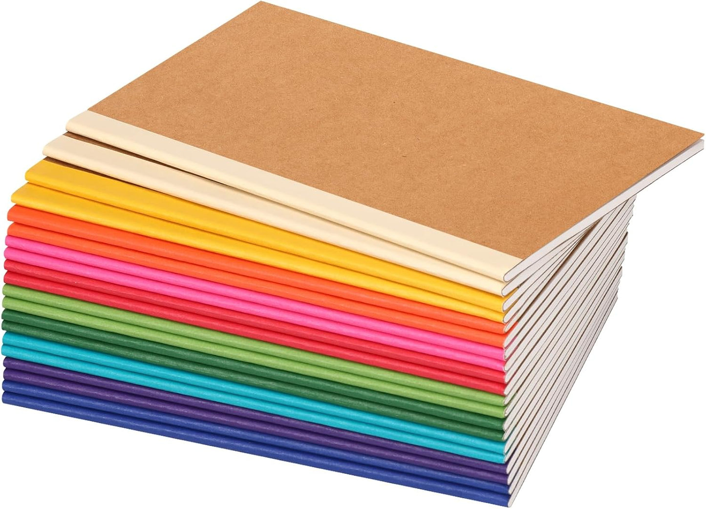 LABUK 20pcs Notebooks Bulk, A5 Kraft Lined Journals Bulk, Rainbow Composition Journal, 12 Colors 60 Pages for Journaling, Writing, School, Kids Gift