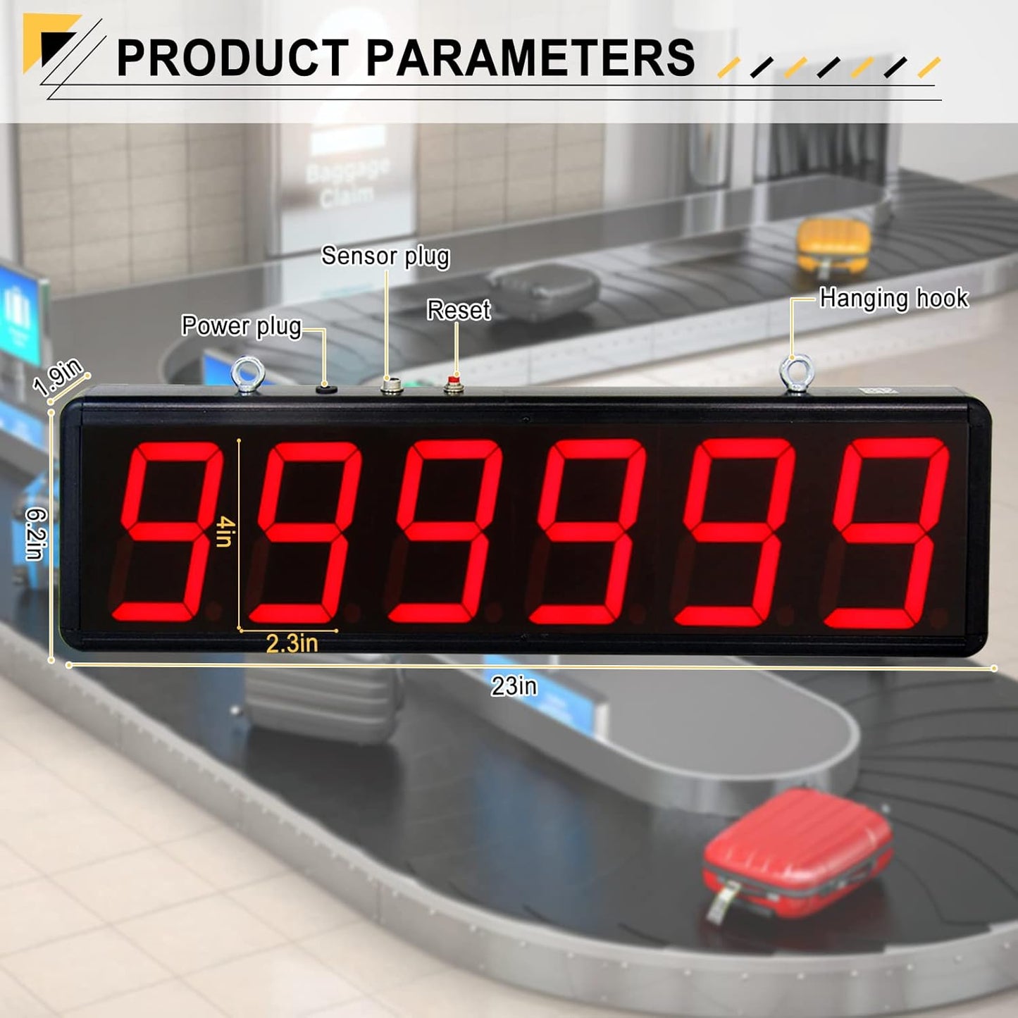 JIAWANSHUN Digital Counter Led Digital Counter Display Count Up to 999999 4in Large Digital Counter with Infrared Sensor Automatic Counting for Conveyor Belts 100-240V