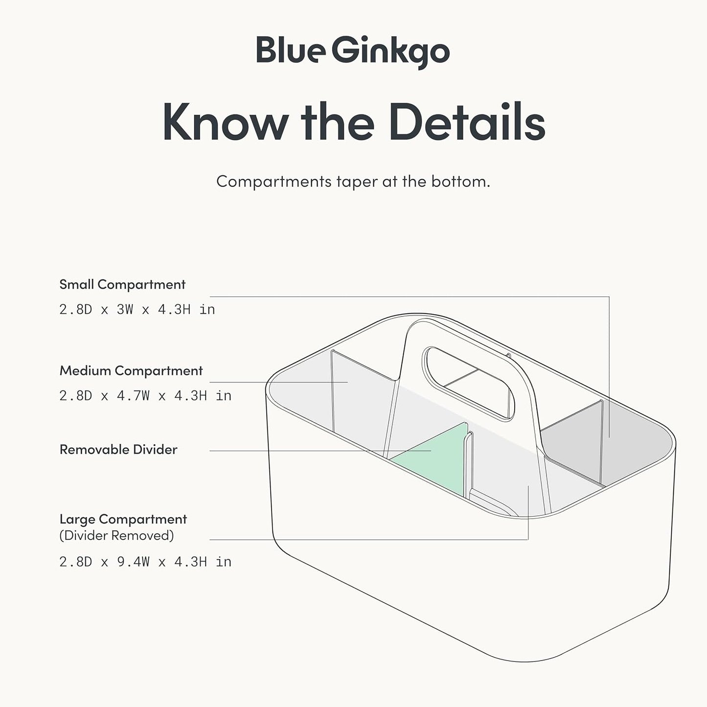 BLUE GINKGO Stackable Organizer Caddy – Korean-Made Portable Tote for Bathroom, Office, Crafts, or School Supplies (Rectangle, Blue)