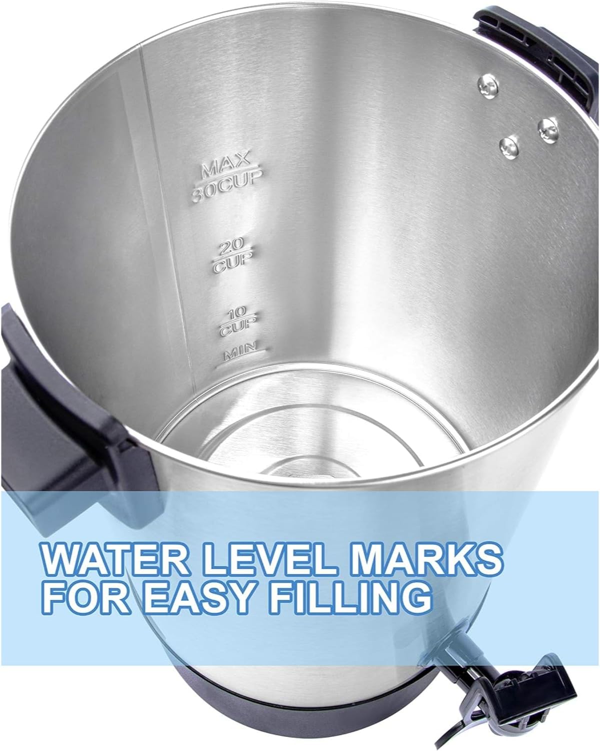 SYBO SR-CP35C Commercial Grade Stainless Steel Percolate Coffee Maker Hot Water Urn for Catering, 30-Cup, 3.5L, Metallic