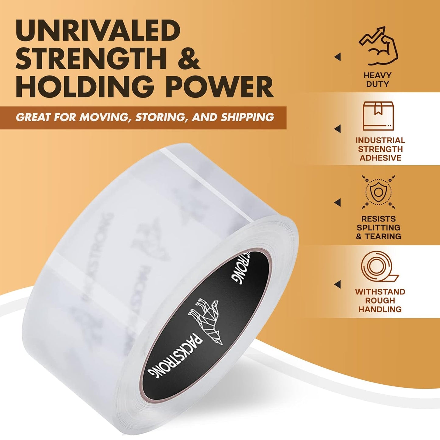 Packstrong Industrial Grade Clear Packing Tape 12 Rolls - 110 Yards per Roll - 2" Wide x 2 mil Thick, Acrylic Adhesive Tape for Box Office Moving Packaging Shipping