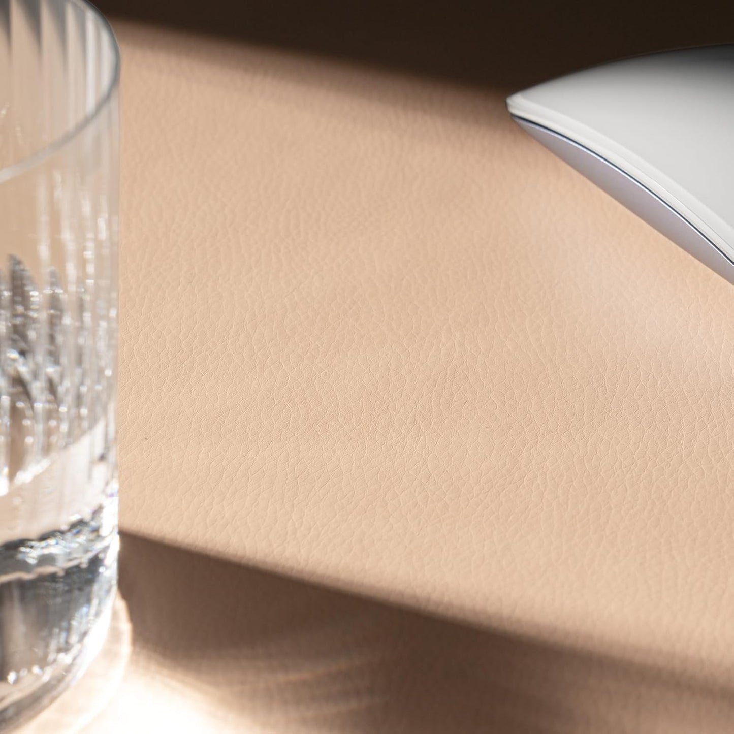 Nekmit Leather Desk Blotter Pad 17 x 12 Inches, Flat, Non-Slip, Waterproof, Apricot