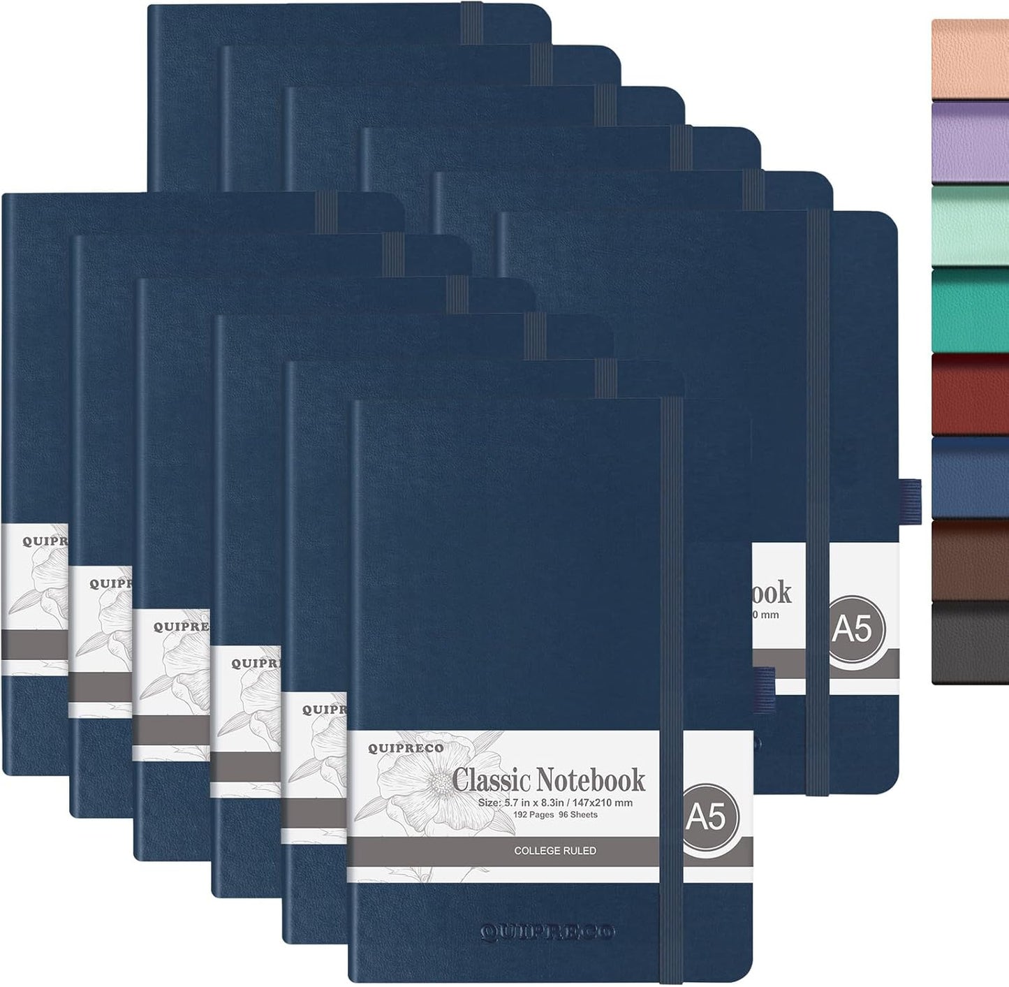 Hardcover Lined Bullet Dotted Journal Notebook, A5 140 192 Pages 100 120Gsm Paper College ruled for School,Work,Travel,and Daily Planning，5.7''*8.3'' (12, Navy, A5 Lined)