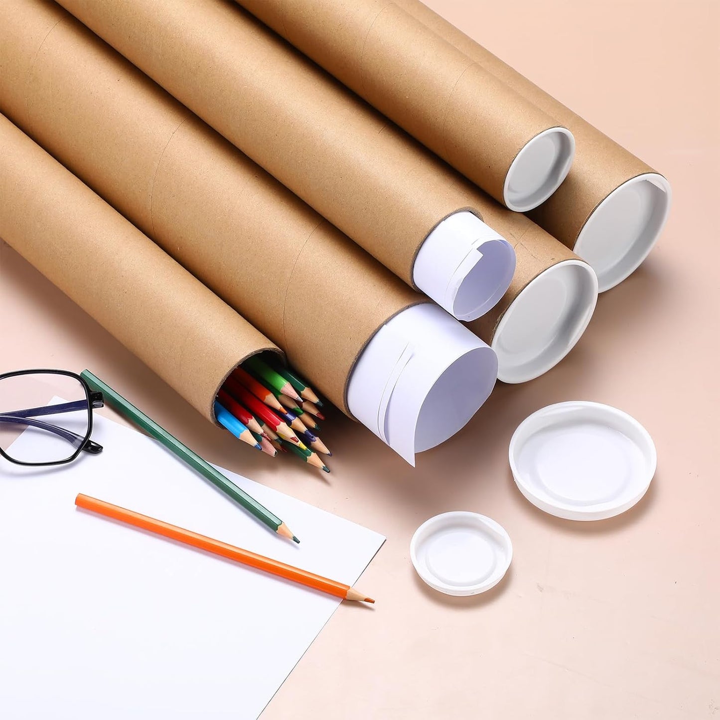 20 Pcs Mailing Tubes Kraft with Caps 24 x 3 Inch & 24 x 2 Inch Shipping Tubes Heavy Duty Cardboard Poster Tubes Kraft Poster Tube for Shipping Storage Art Prints Maps Multipurpose Documents