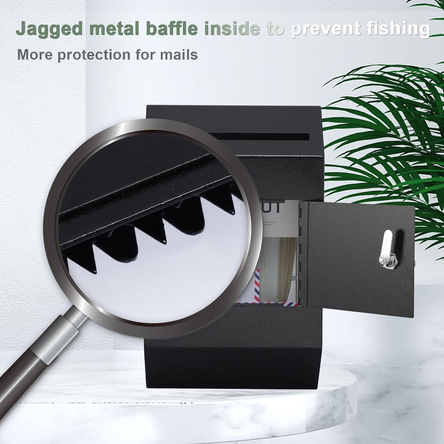 xydled Wall-Mount Mailbox,Heavy Duty Deposit Drop Box Suggestion Box, Locking Metal Key Drop Box with Key Lock, Cash Money Drop Box Safe Storage Box Postbox for Home&Business Use,16.3’’x10’’x4’’,Black