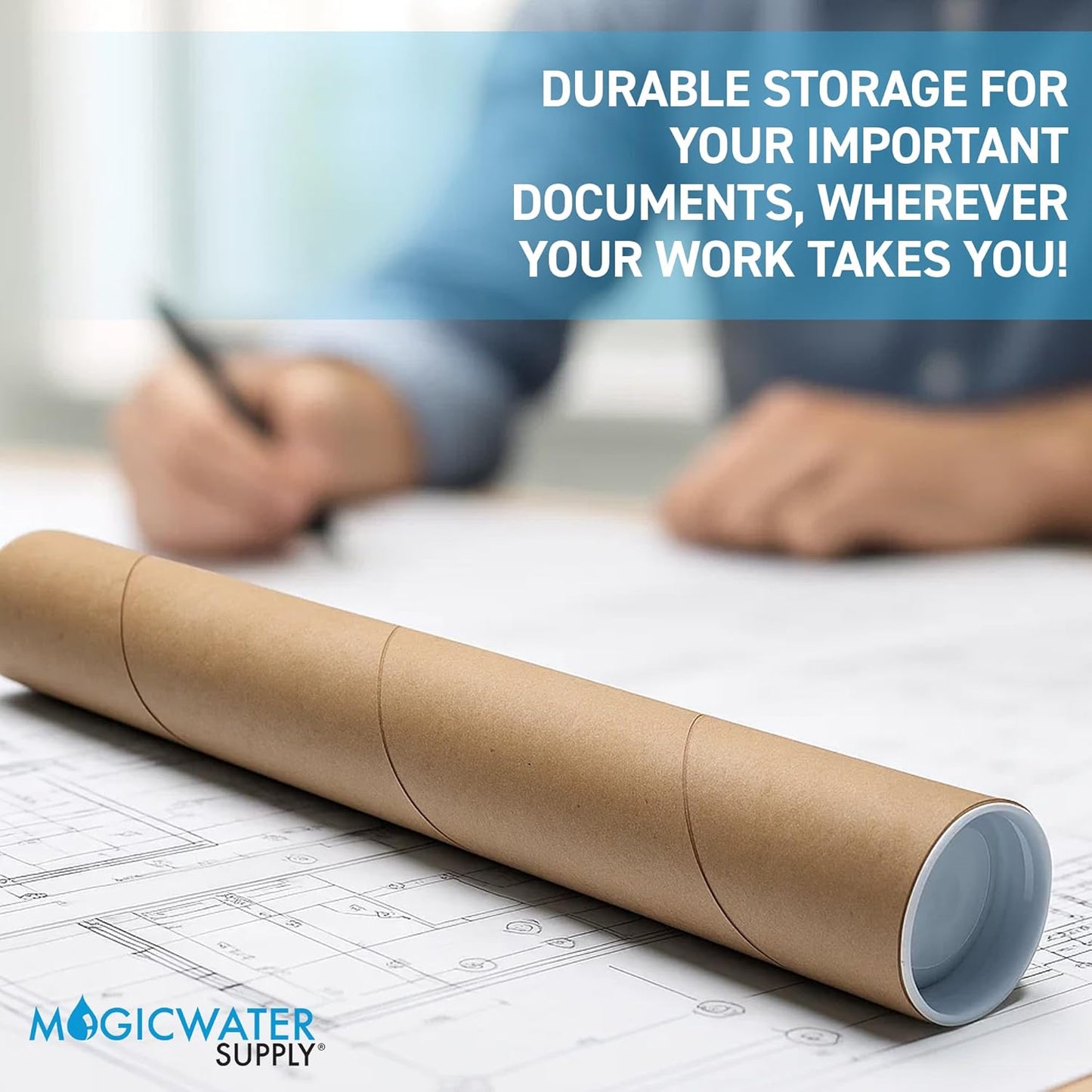 MagicWater Supply Mailing Tube - 1.5 in x 12 in - Kraft - 6 Pack - for Shipping and Storage of Posters, Arts, Crafts, and Documents