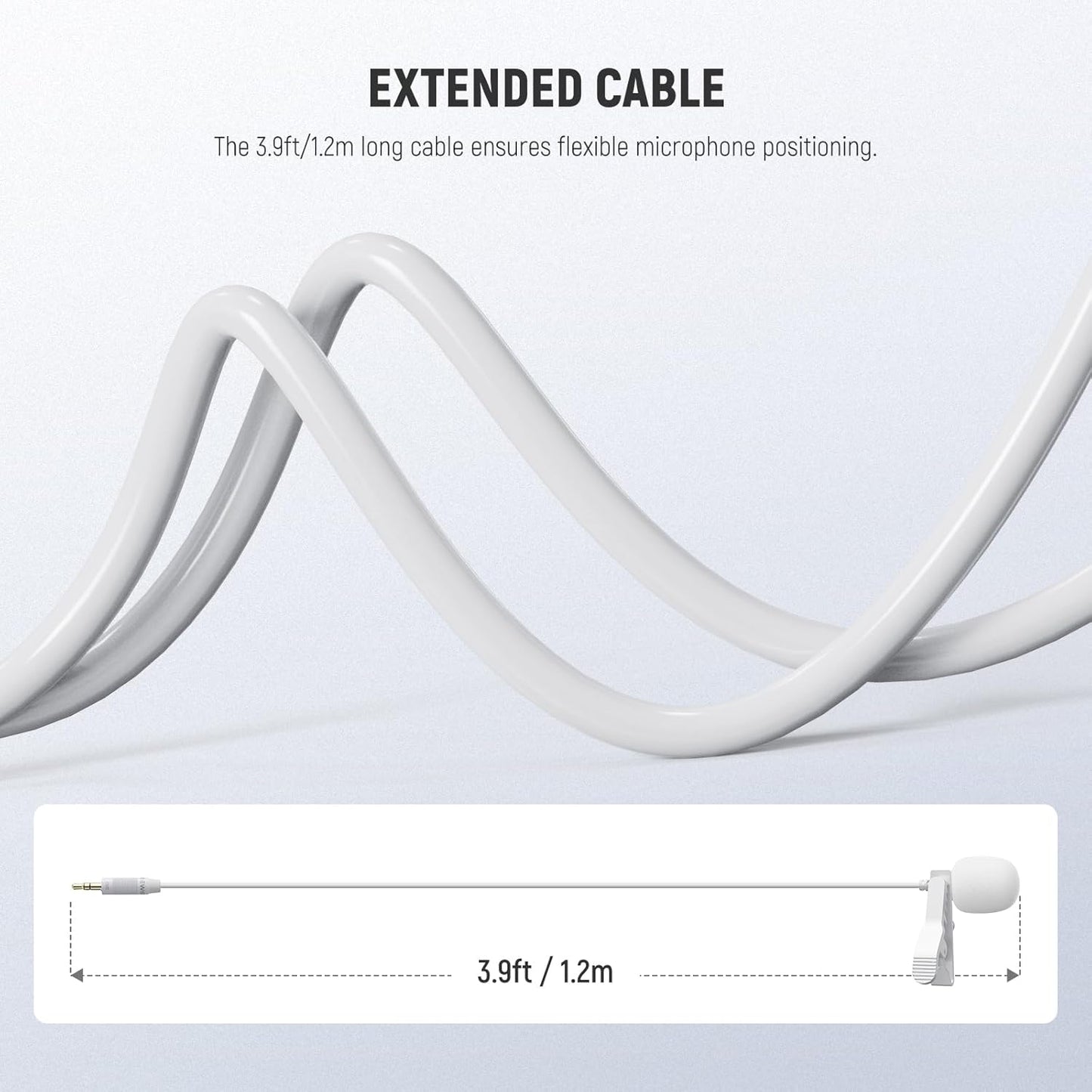 NEEWER 2 Pack Lavalier Lapel Microphone Compatible with Rode Wireless GO II 2 DJI Wireless Mic Transmitter, Omnidirectional Condenser Wired Clip On Lav Mic for Stage YouTube Live Streaming, CM5, White