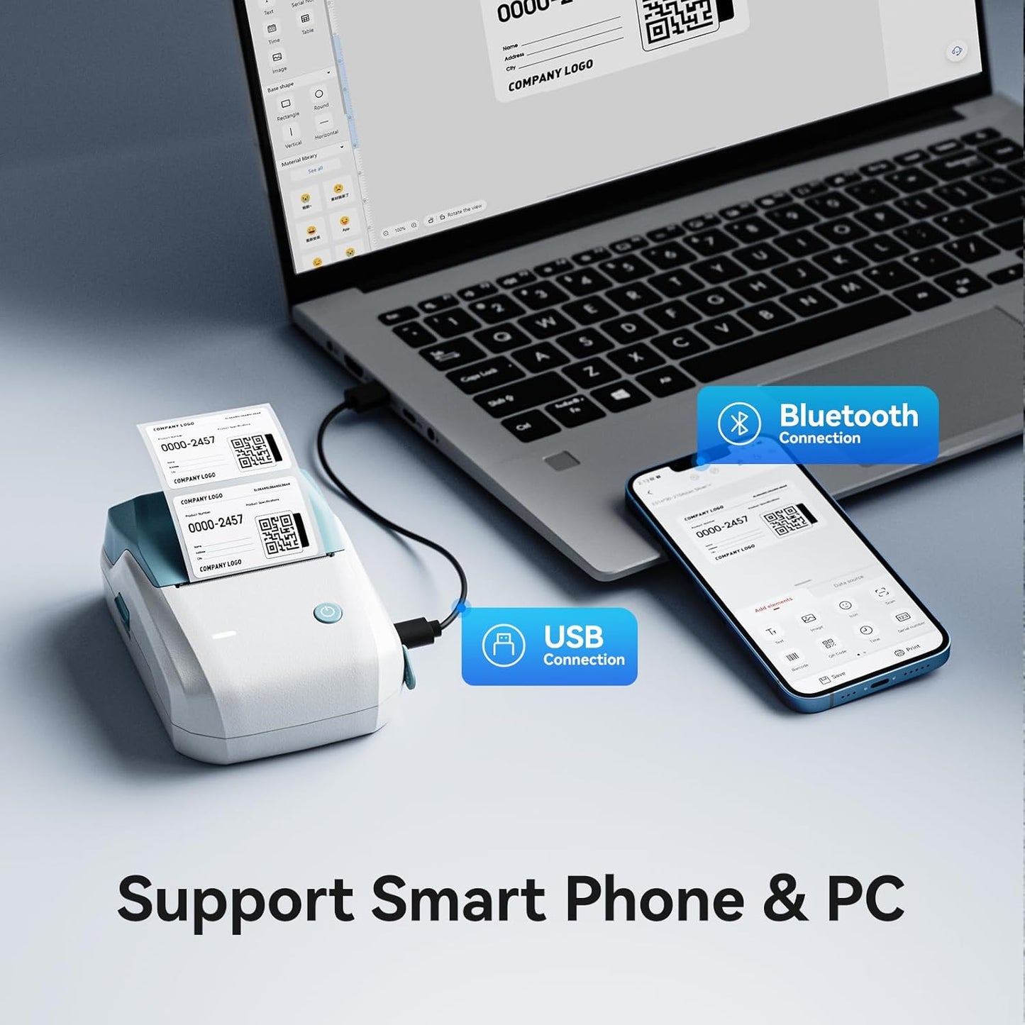 NIIMBOT B1 Label Maker with Tapes,2 Inch Portable Thermal Label Printer for Home Office School Small Business, Address, Clothing, Crafts, Retail,Support Smartphones & PC,Sky Blue