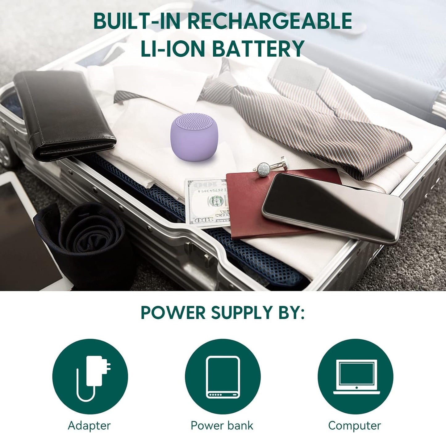 White Noise Machine Babelio Mini Sound Machine for Adults Kids Baby | 15 Non-looping Sounds | Timer | Easy to Pocket and Travel - Purple