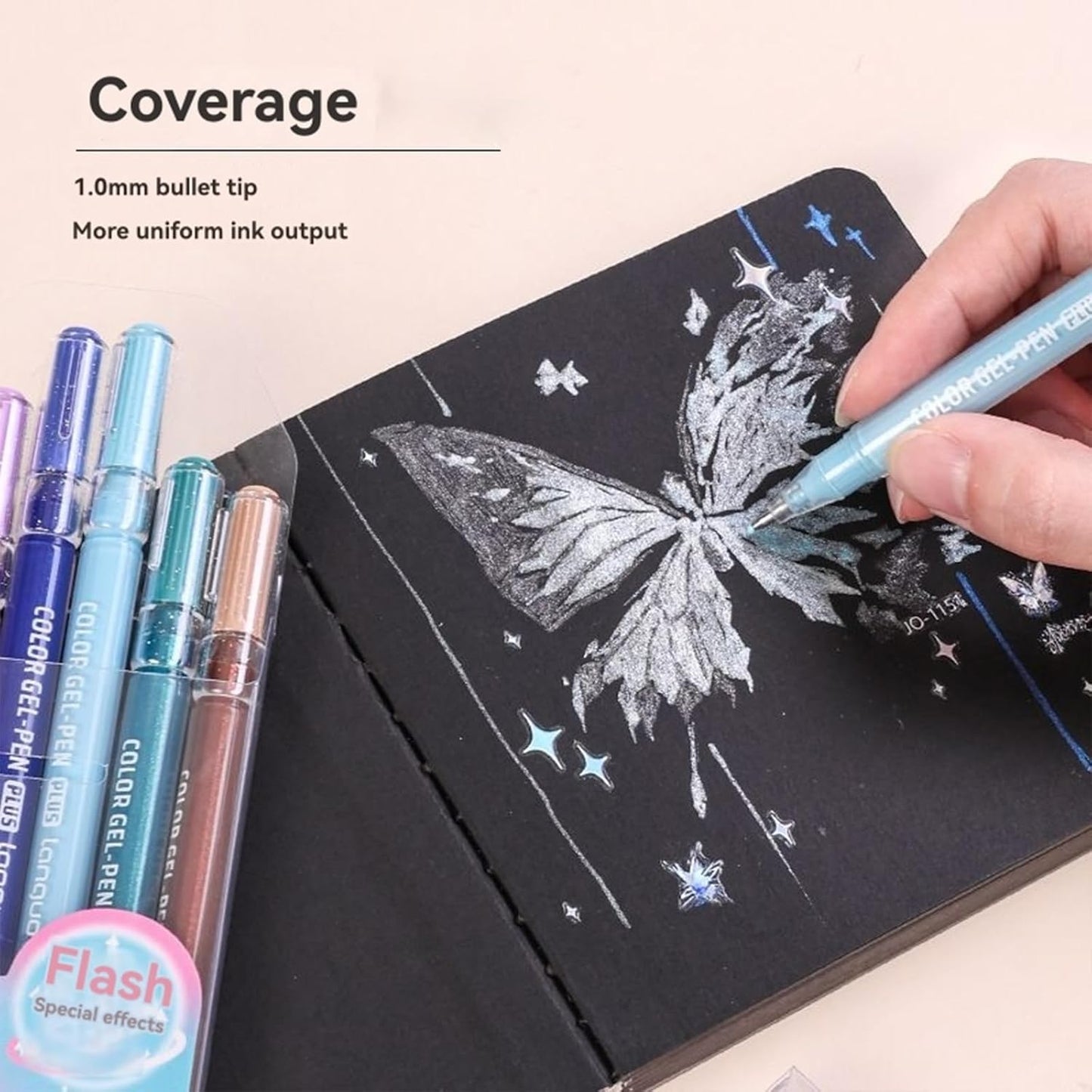 Glitter Gel Pen 24 Color, Vibrant Sparkle Gel Pens for Adult Coloring Books Drawing Doodling, 1.0mm Colored Gel Pens for Kids Adults DIY Birthday Cards