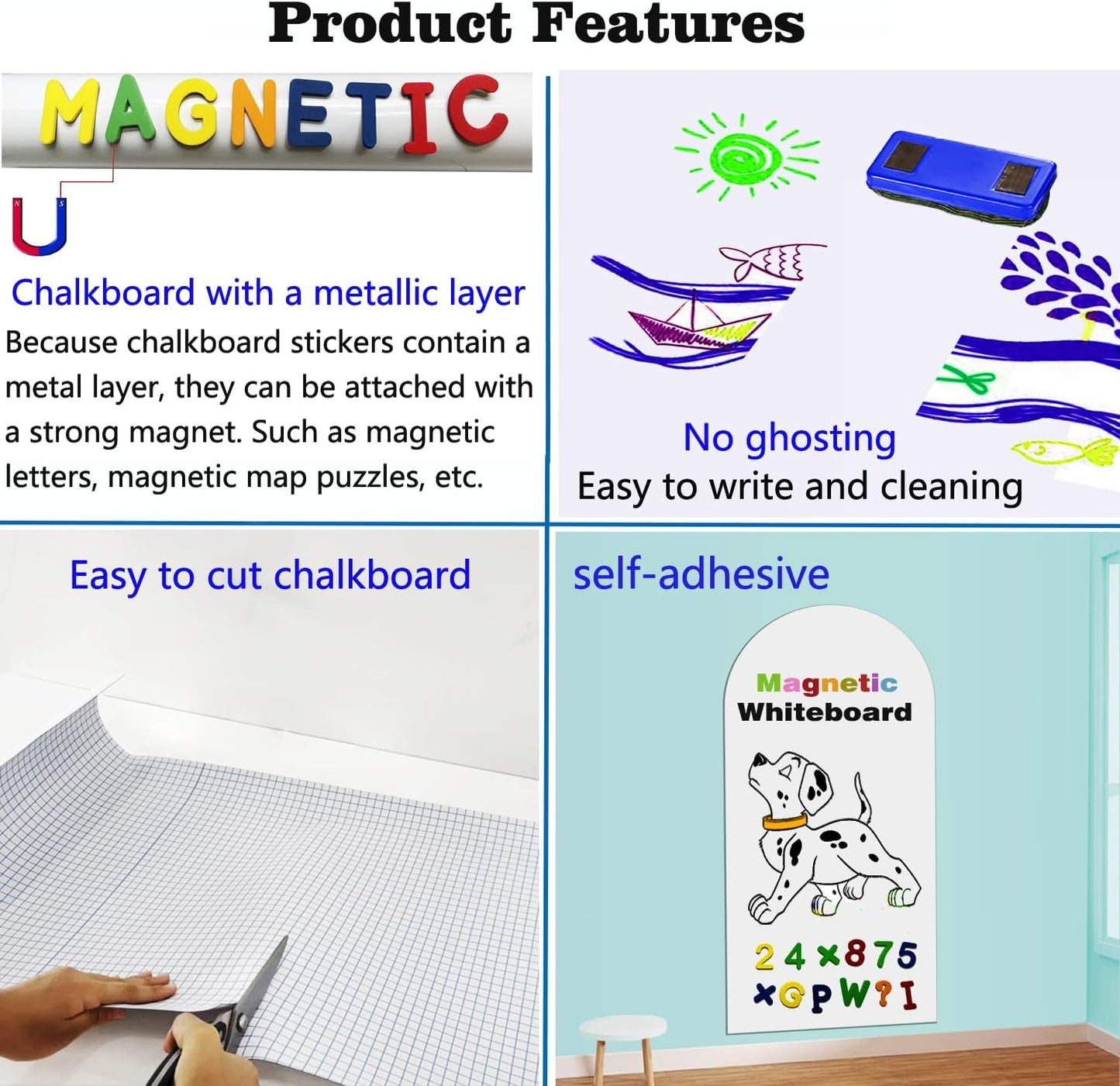 Magnetic Whiteboard Wall Arch Decal 39.3"x17.5" Adhesive Magnetic Dry Erase White Board Sticker with 36 Magnet Letter Removable Contact Paper Peel and Stick Whiteboard Wallpaper Roll