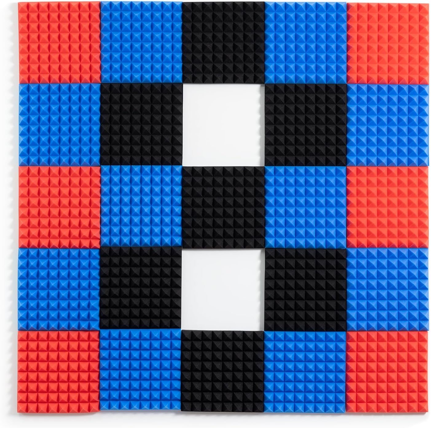 Sonicism Acoustic Panels Self-Adhesive Pyramid 12 Pack,12" X 12" X 1" Sound Proof Foam Panels for Walls,35kg/m³High Density Soundproof Wall Panels Fast Expand,Sound Absorption & Decoration(Black/Red)