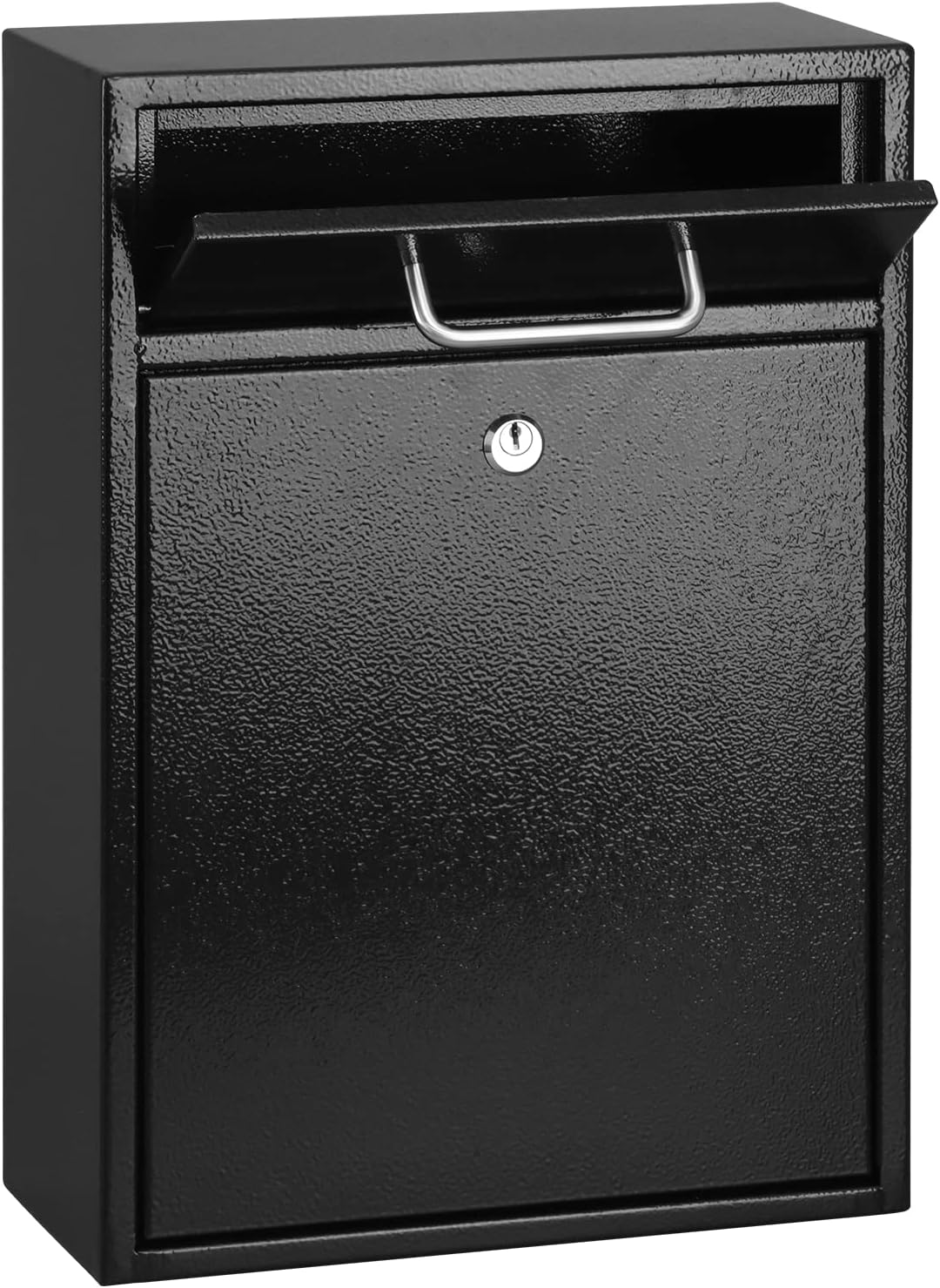 xydled Metal Mailbox Wall Mount, Large Locking Mailbox with Key Lock, Hanging Secure Postbox, Security Key Drop Box, Collection Boxes, Black, 17.6H x 12.2L x 5.7W Inches, XL Large