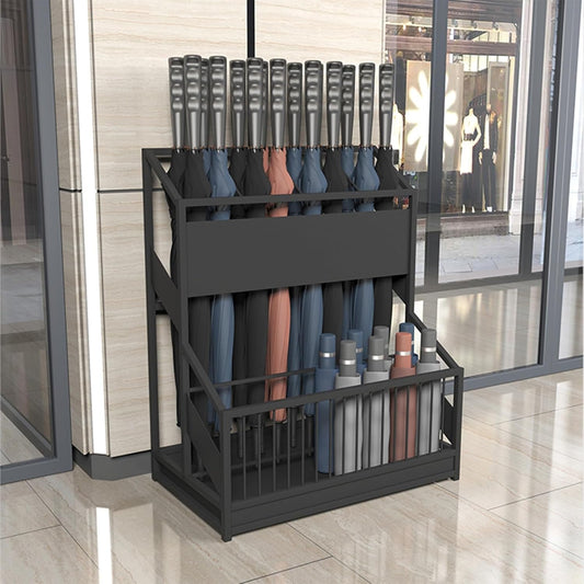 Large Capacity Commercial Metal Umbrella Holder，School Office Hotel Corridor Entrance Umbrella Organizer，Large-capacity Standing Umbrella Standumbrella Stand Indoor Entryway，Metal Umbrella Holder(Blac