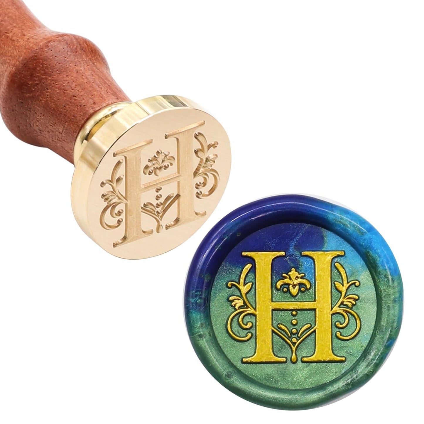 SWANGSA Initial Alphabet H Wax Seal Stamp Kit, Classic Retro Letter Sealing Stamp with 200pcs Sealing Wax Beads Kit for Wedding Invitations Cards Envelopes (H)