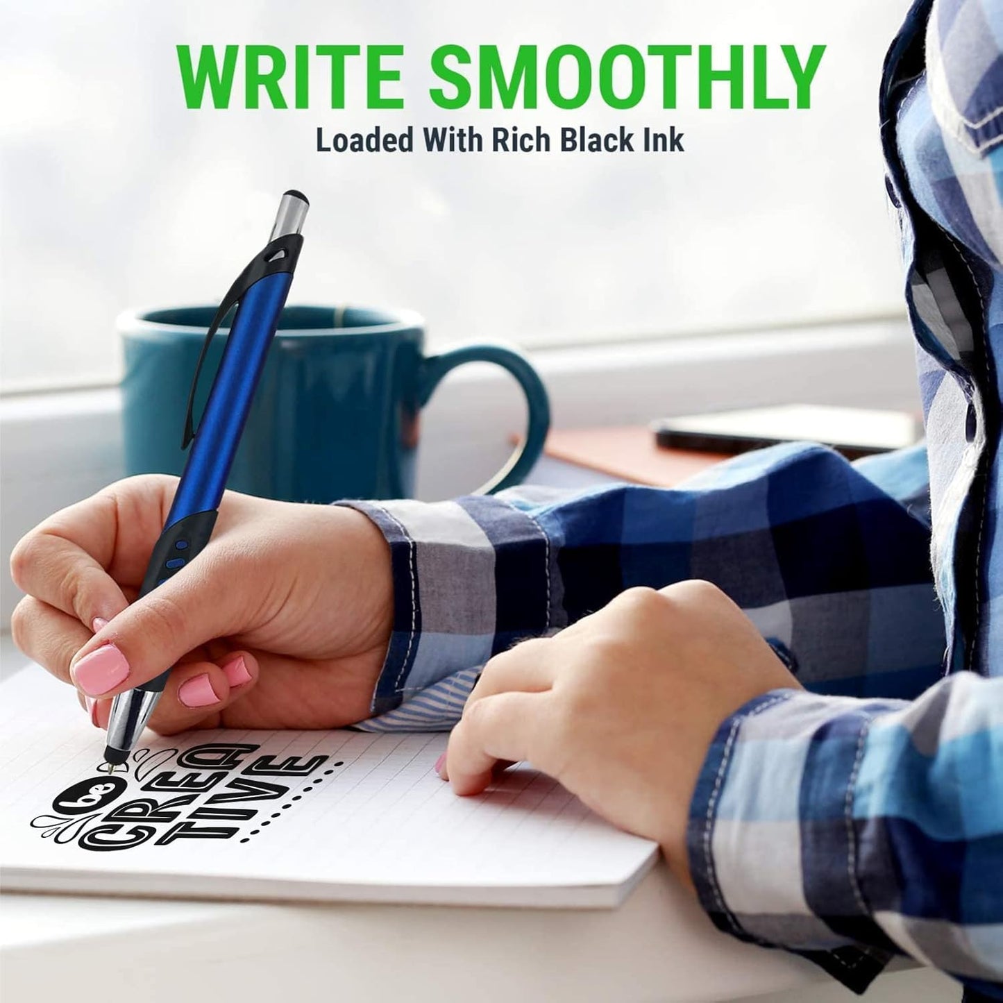 Stylus Pen, 2 in 1 Capacitive Stylus & Ballpoint Click Pen with Comfort Grip for Universal Touchscreen Devices,Tablets, iPad, iPhone 6,6 Plus, iPod, Android, Samsung Galaxy(Metallic 10 Pack)