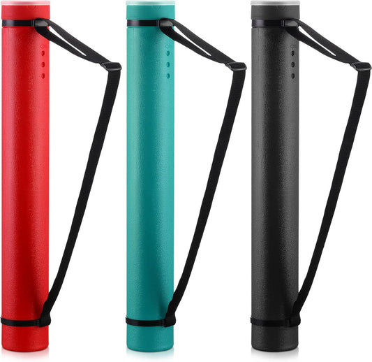 3 Pcs Extendable Poster Tubes Plastic Document Storage Tube with Carrying Strap 24-40 Inch Expanding Blueprint Holder Telescoping Cap Waterproof Art (Black, Green, Red)