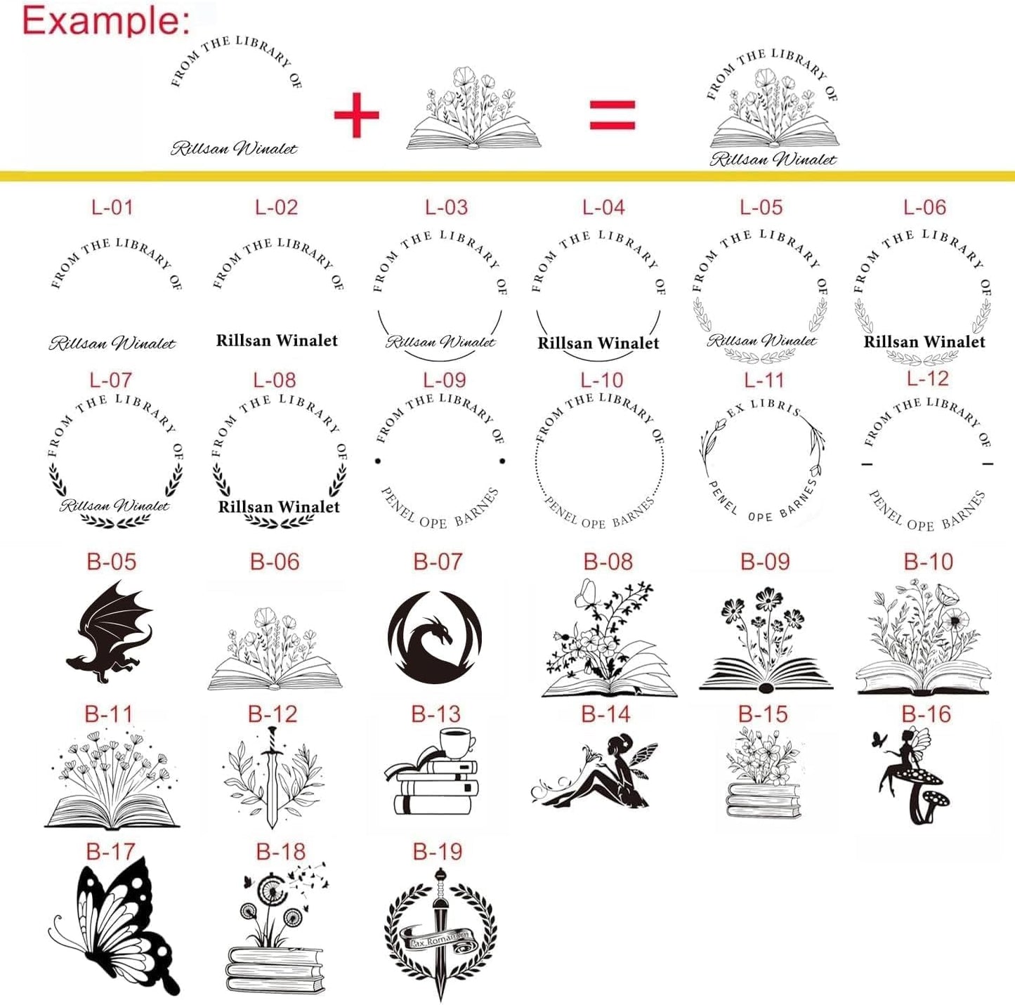 Custom Book Embosser | Book Embosser Personalized | Self-Inking Stamp | from The Library of Book Stamp Customized Stamps (Flowers 2)