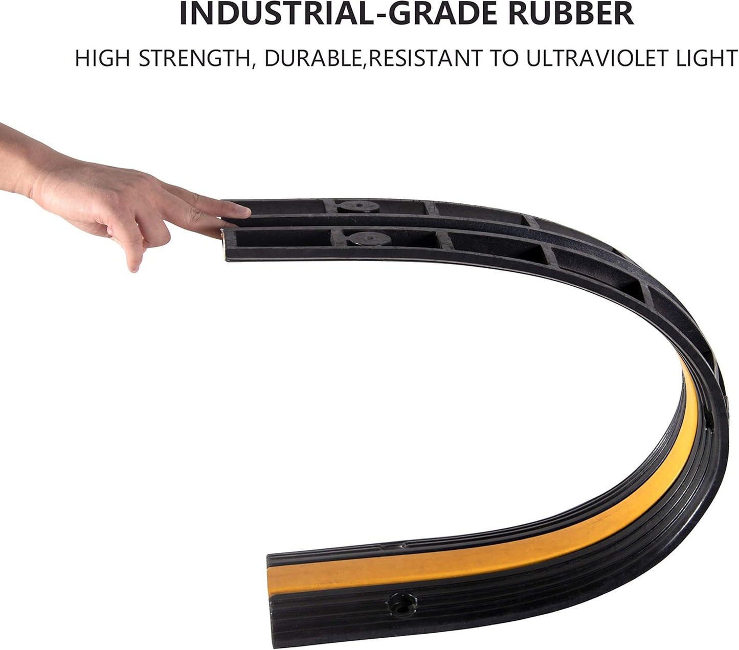 4 Pack Rubber Cable Ramp Hose Cable Protector Ramp 1 Channel 11000Lbs Load Capacity Traffic Speed Bump Wires Power Lines Extension Cord Cover for Indoor Outdoor